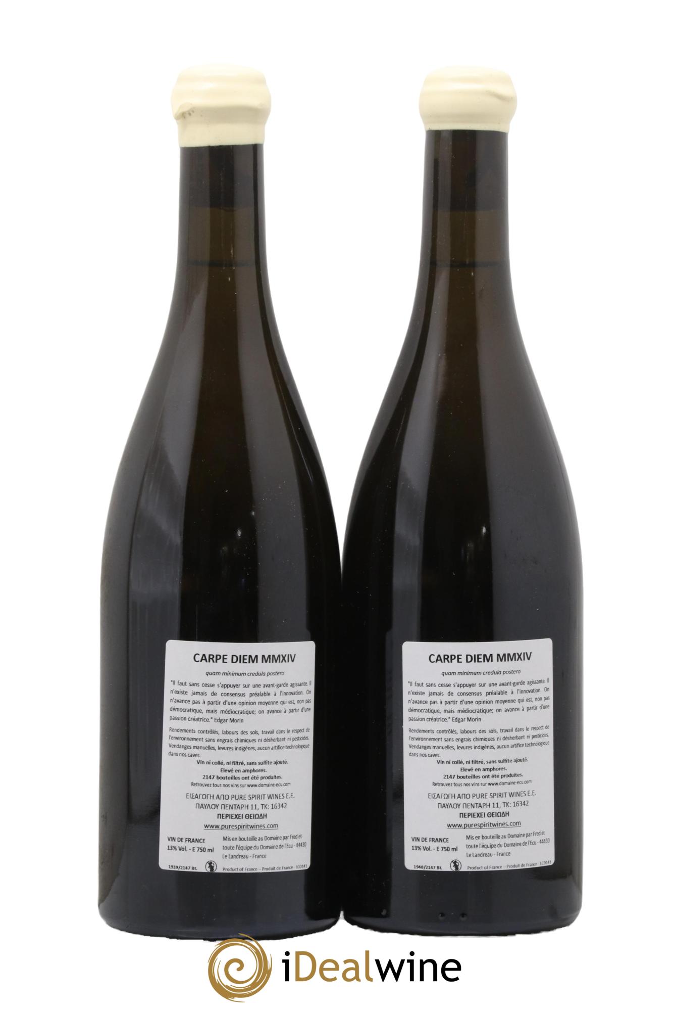 Vin de France Carpe Diem Domaine de L'Ecu 2014 - Lot de 2 bouteilles - 1