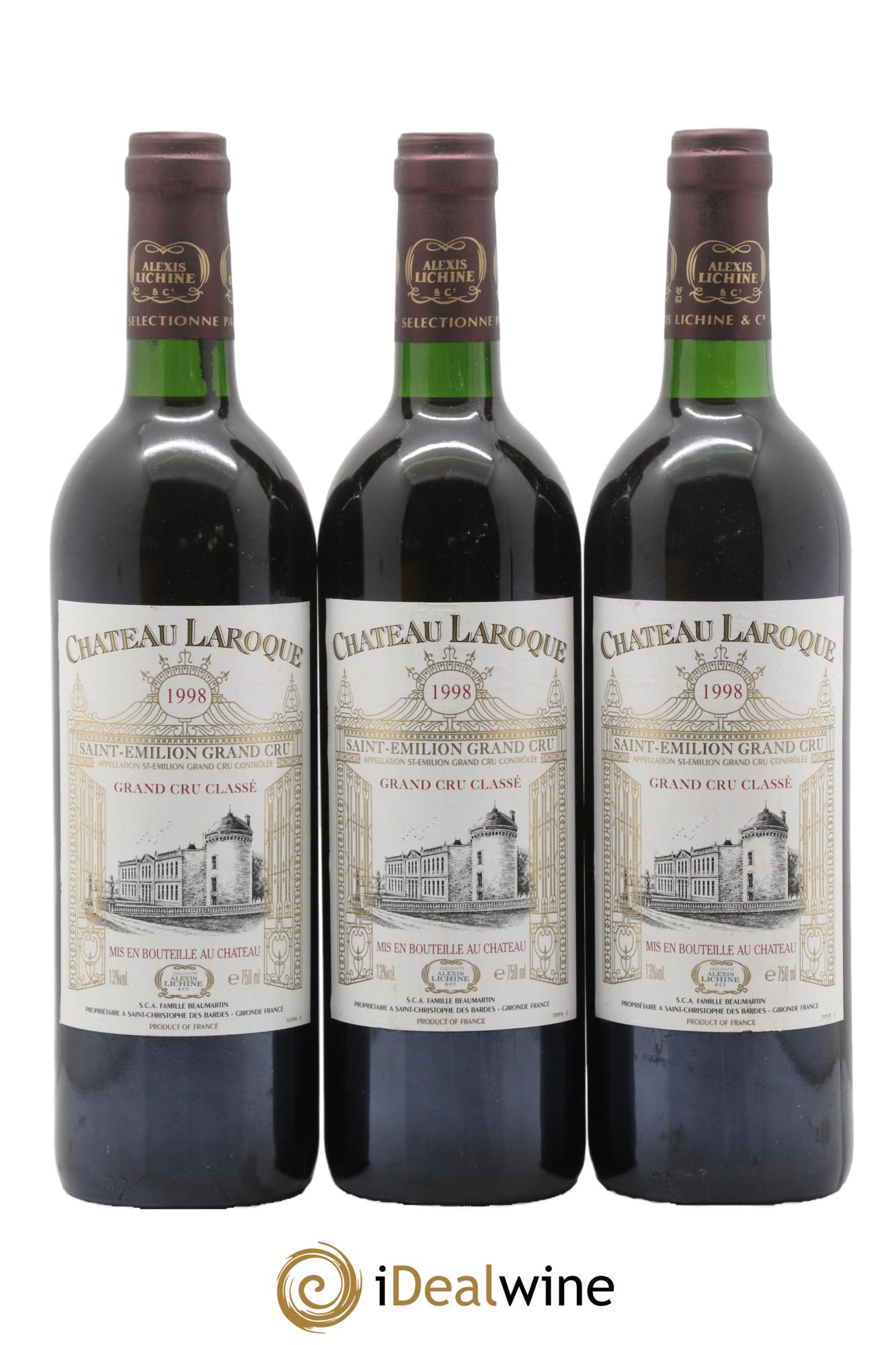 Château Laroque Grand Cru Classé 1998 - Lot of 3 bottles - 0
