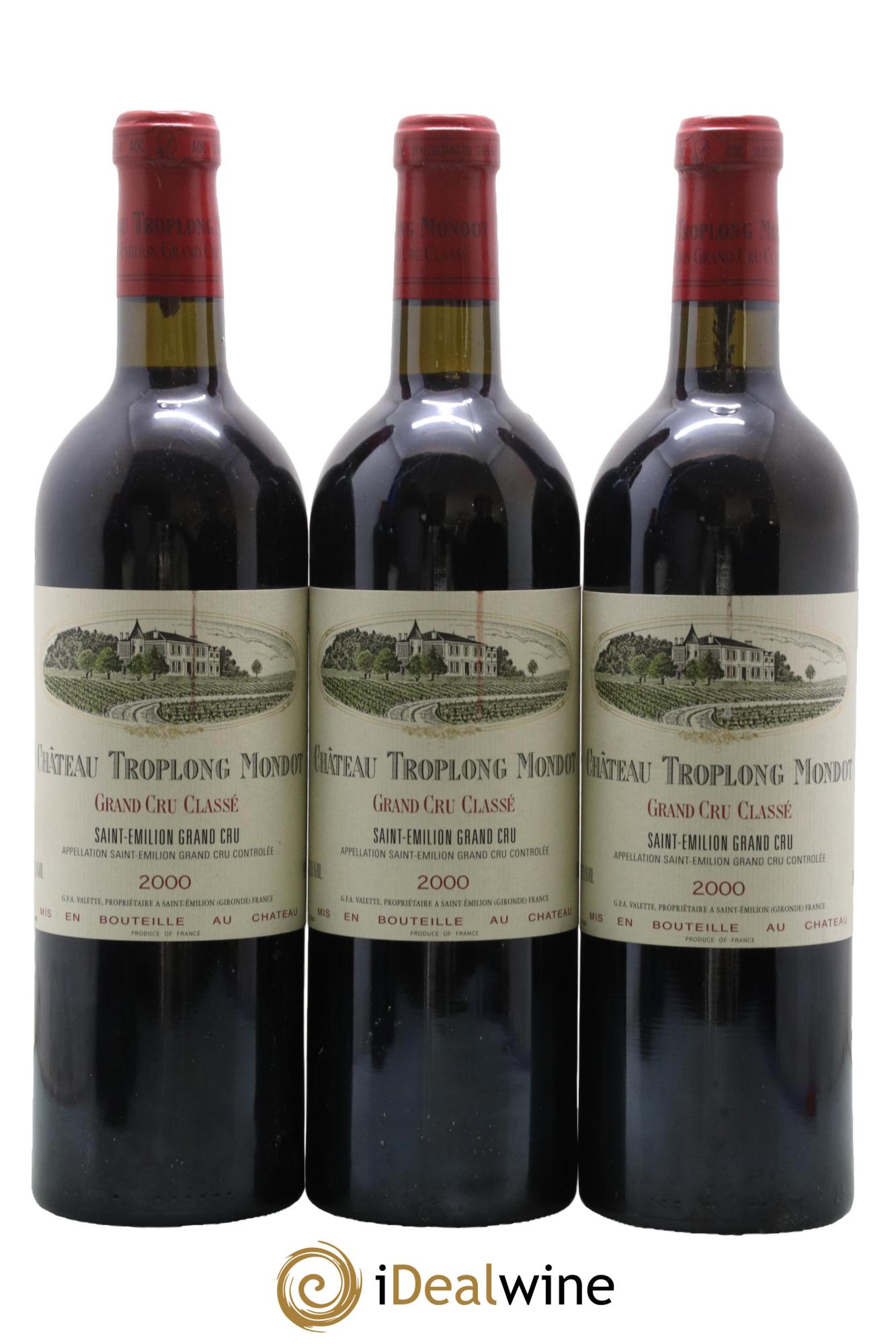 Château Troplong Mondot 1er Grand Cru Classé B 2000 - Lotto di 3 bottiglie - 0