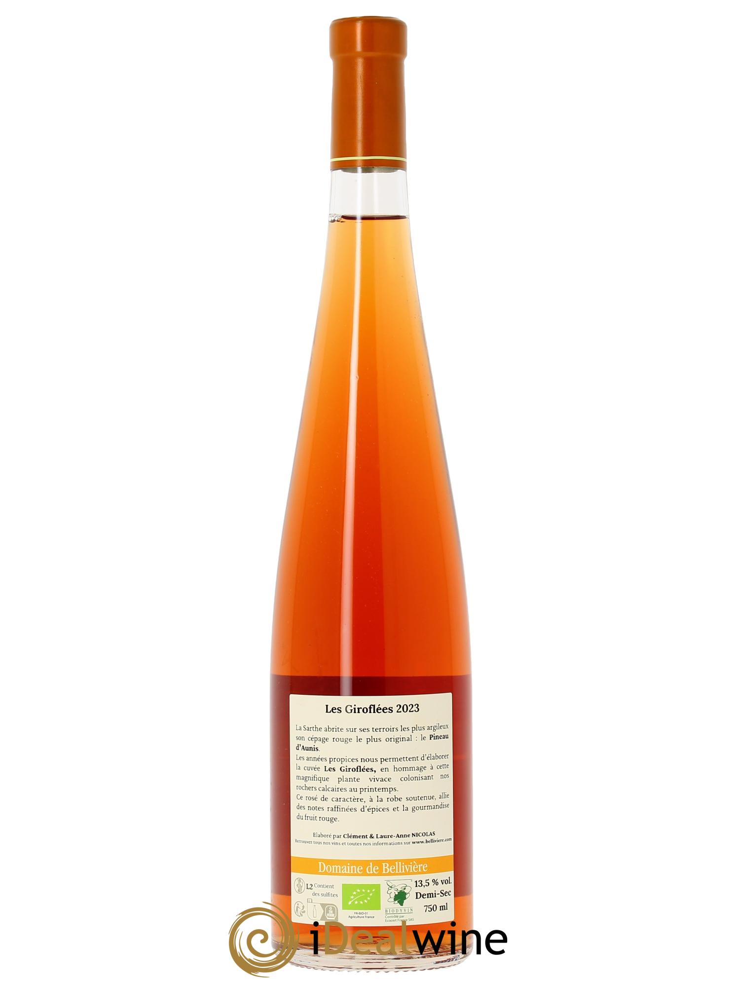 Coteaux du Loir Les Giroflées Rosé demi-sec Domaine de Bellivière  2023 - Lot de 1 bouteille - 1