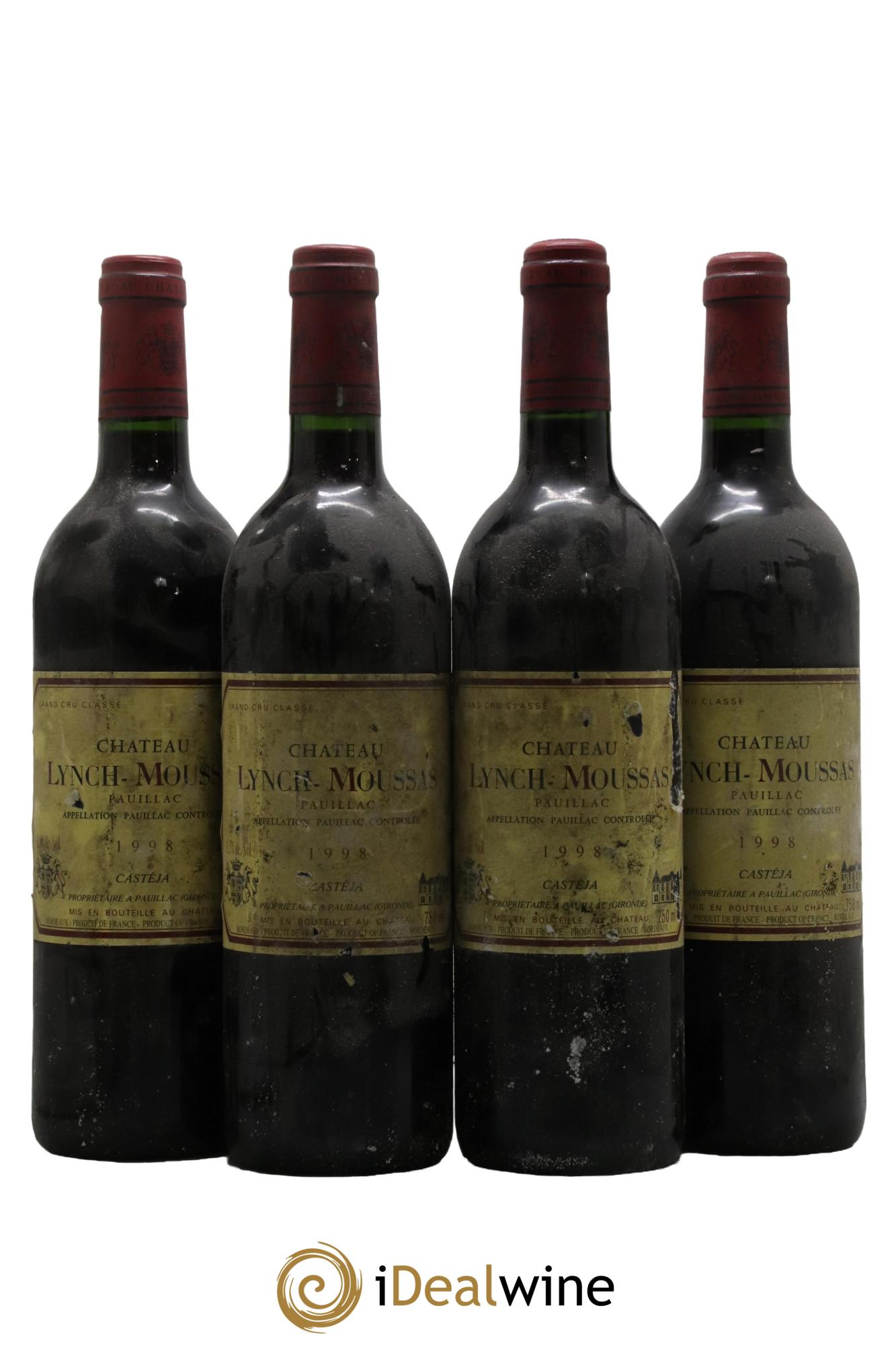 Château Lynch Moussas 5ème Grand Cru Classé 1998 - Lot de 4 bouteilles - 0
