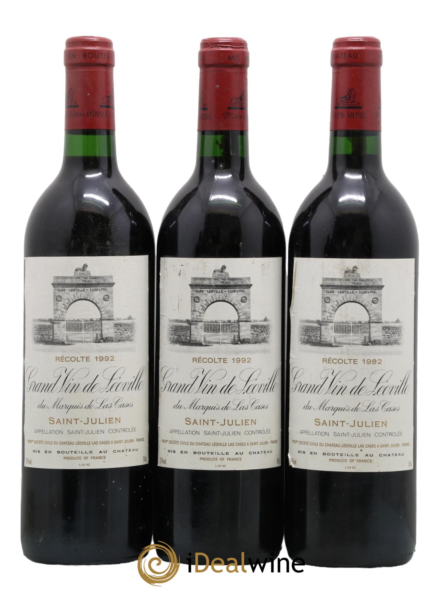 Château Léoville Las Cases 2ème Grand Cru Classé 1992 - Lot de 3 bouteilles - 0