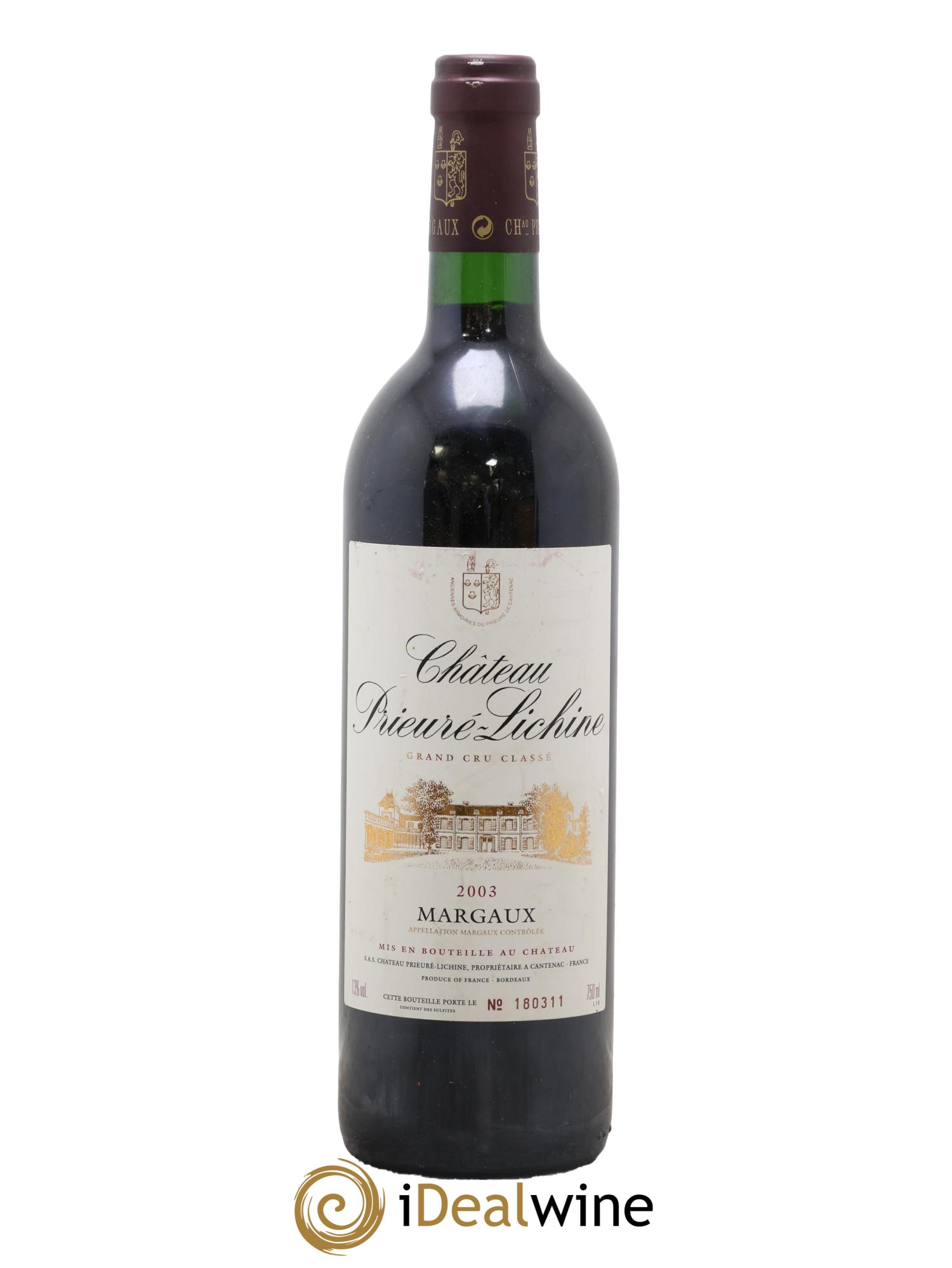 Château Prieuré Lichine 4ème Grand Cru Classé 2003 - Posten von 1 Flasche - 0