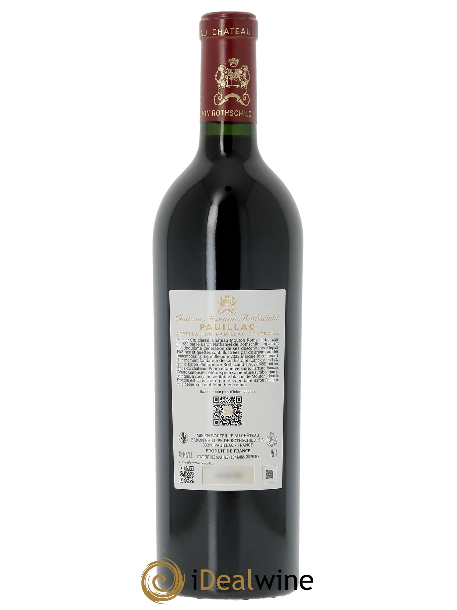 Château Mouton Rothschild 1er Grand Cru Classé (Original-holzkiste ab 3 Fl.) 2022 - Posten von 1 Flasche - 1