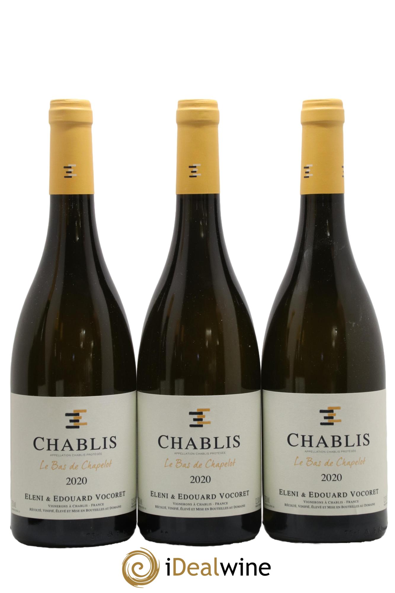 Chablis Le Bas de Chapelot Vocoret & Fils 2020 - Lot de 3 bouteilles - 0