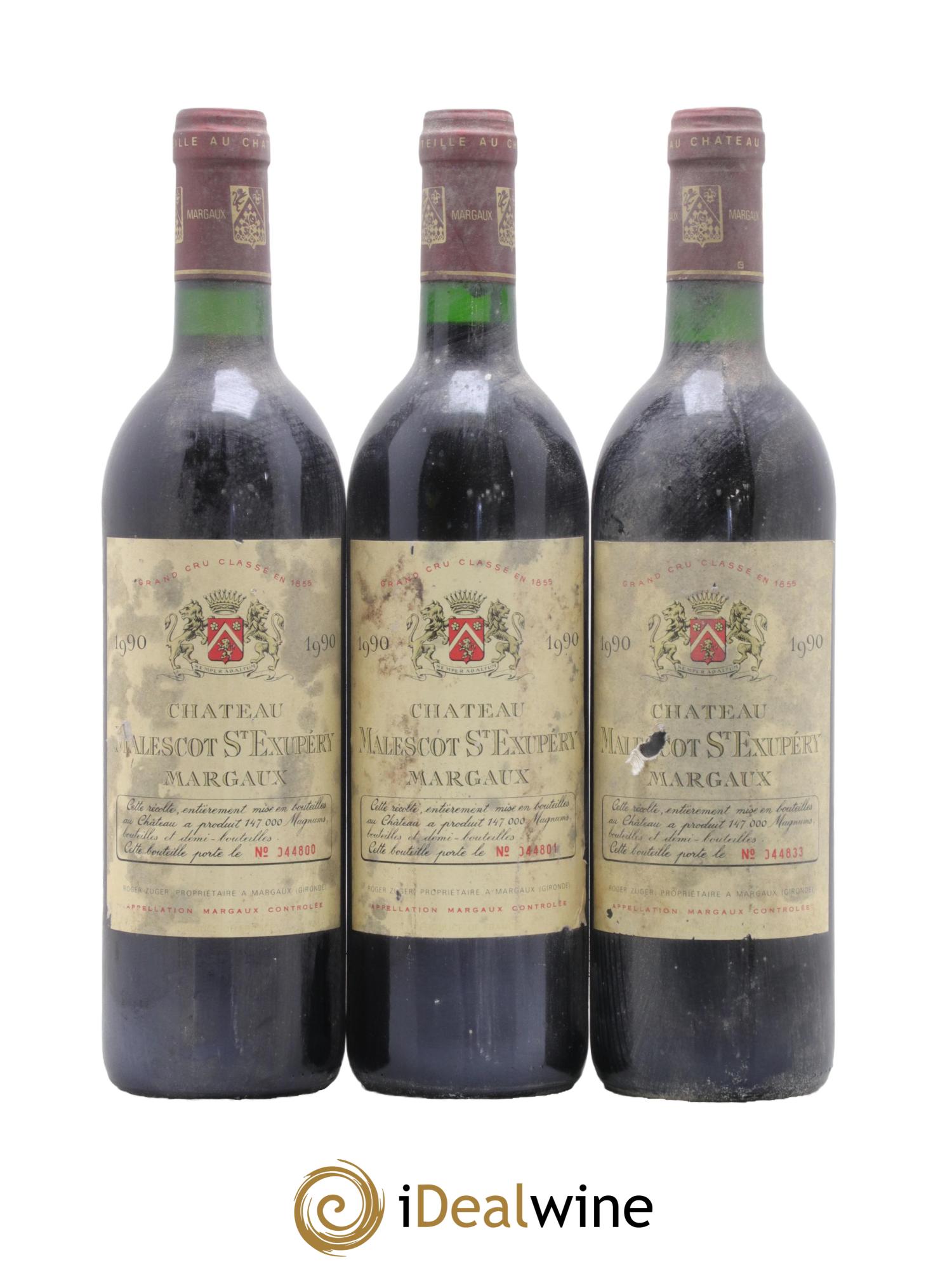 Château Malescot Saint-Exupéry 3ème Grand Cru Classé 1990 - Lot de 3 bouteilles - 0