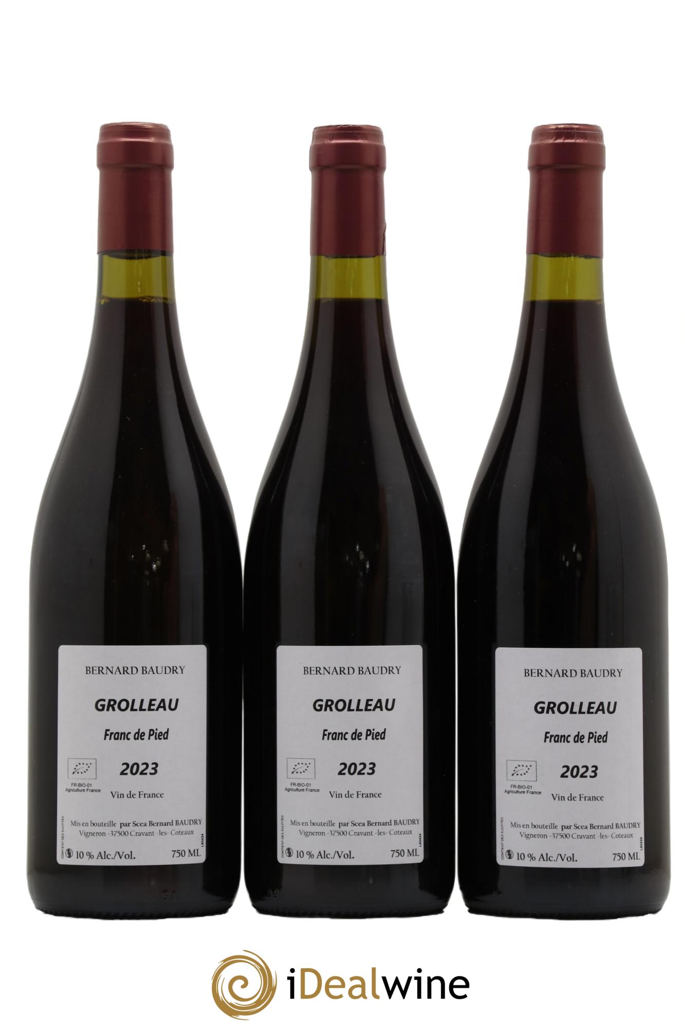 Vin de France Grolleau Franc De Pied Domaine Baudry 2023 - Lot de 3 bouteilles - 1