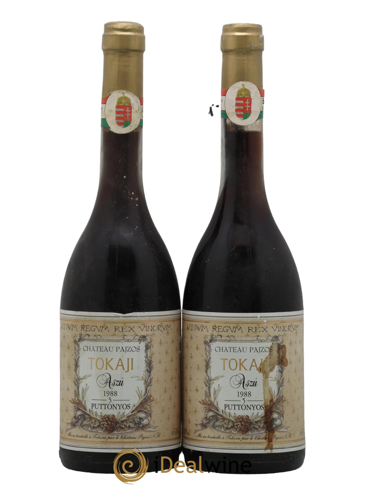 Tokaji Chateau Pajzos Aszu 5 Puttonyos 1988 - Lot de 2 format 50cls - 0