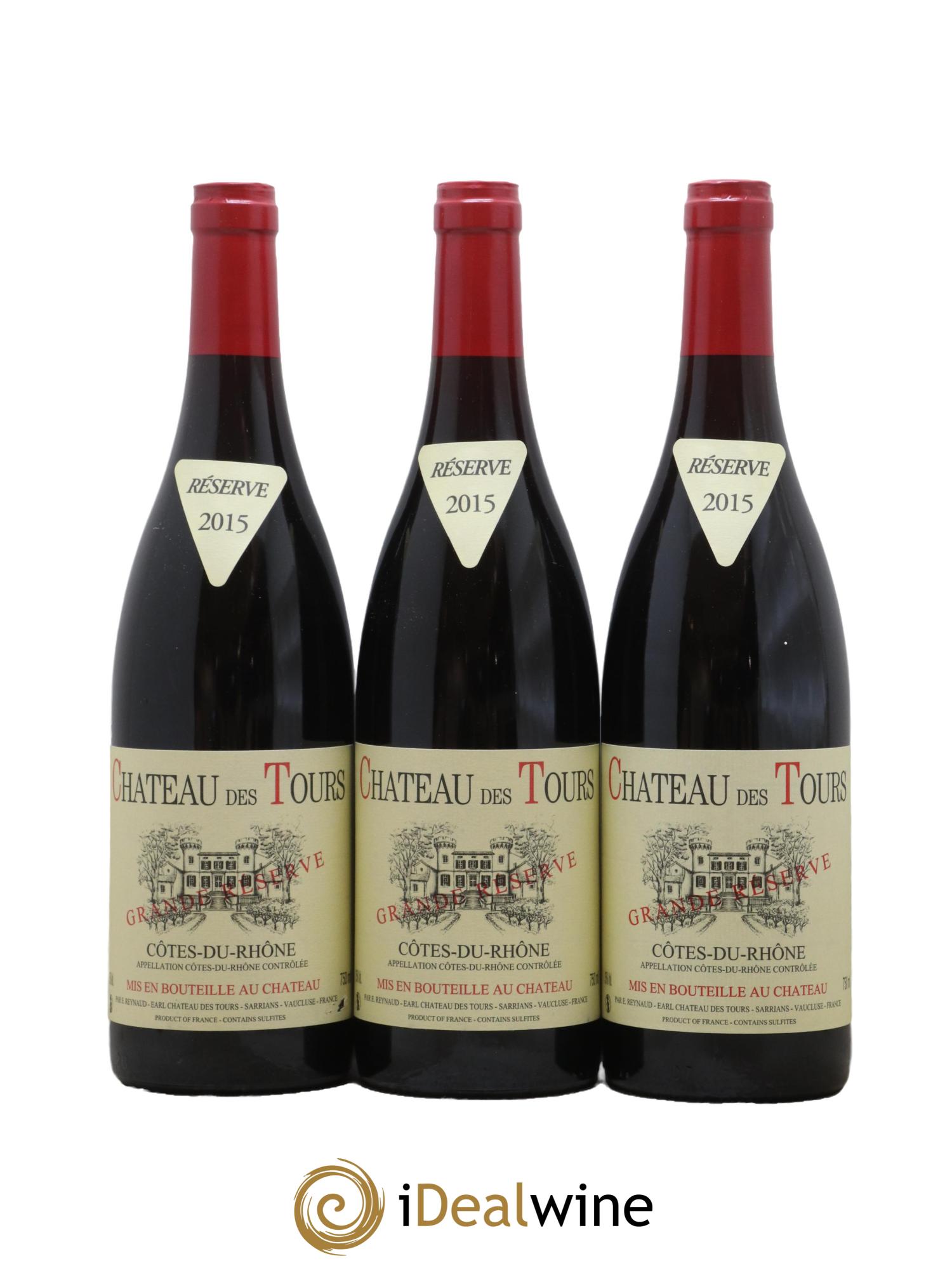 Côtes-du-Rhône Château des Tours Grande Réserve Emmanuel Reynaud 2015 - Lot de 3 bouteilles - 0