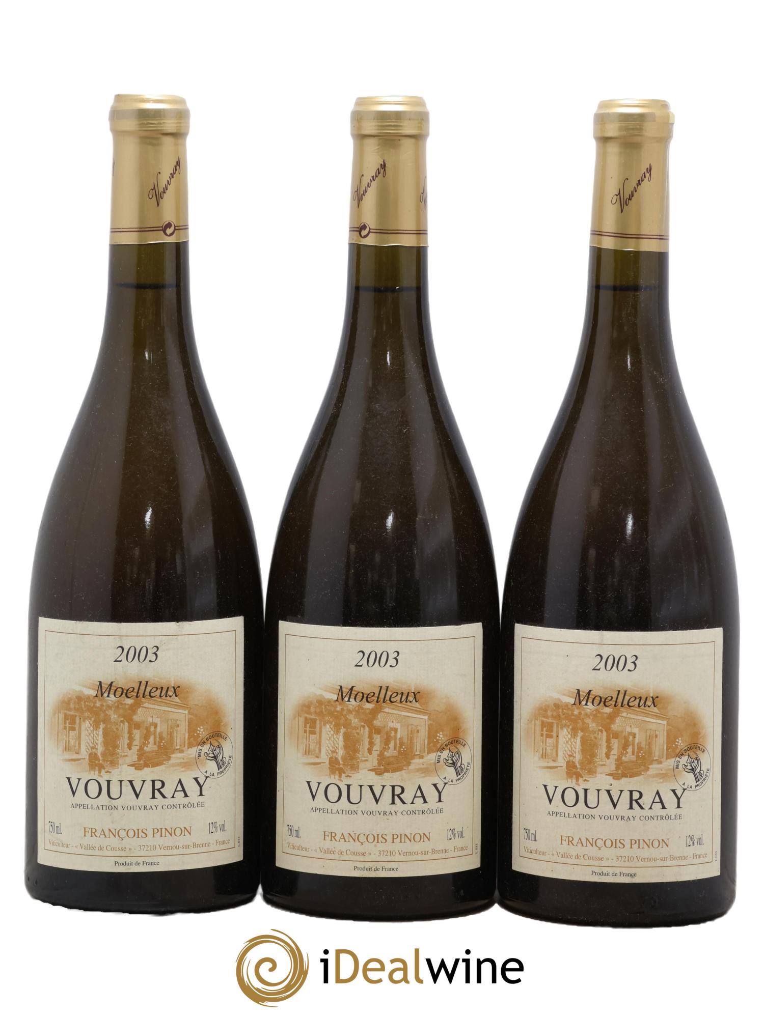 Vouvray Moëlleux F.Pinon 2003 - Lotto di 3 bottiglie - 0