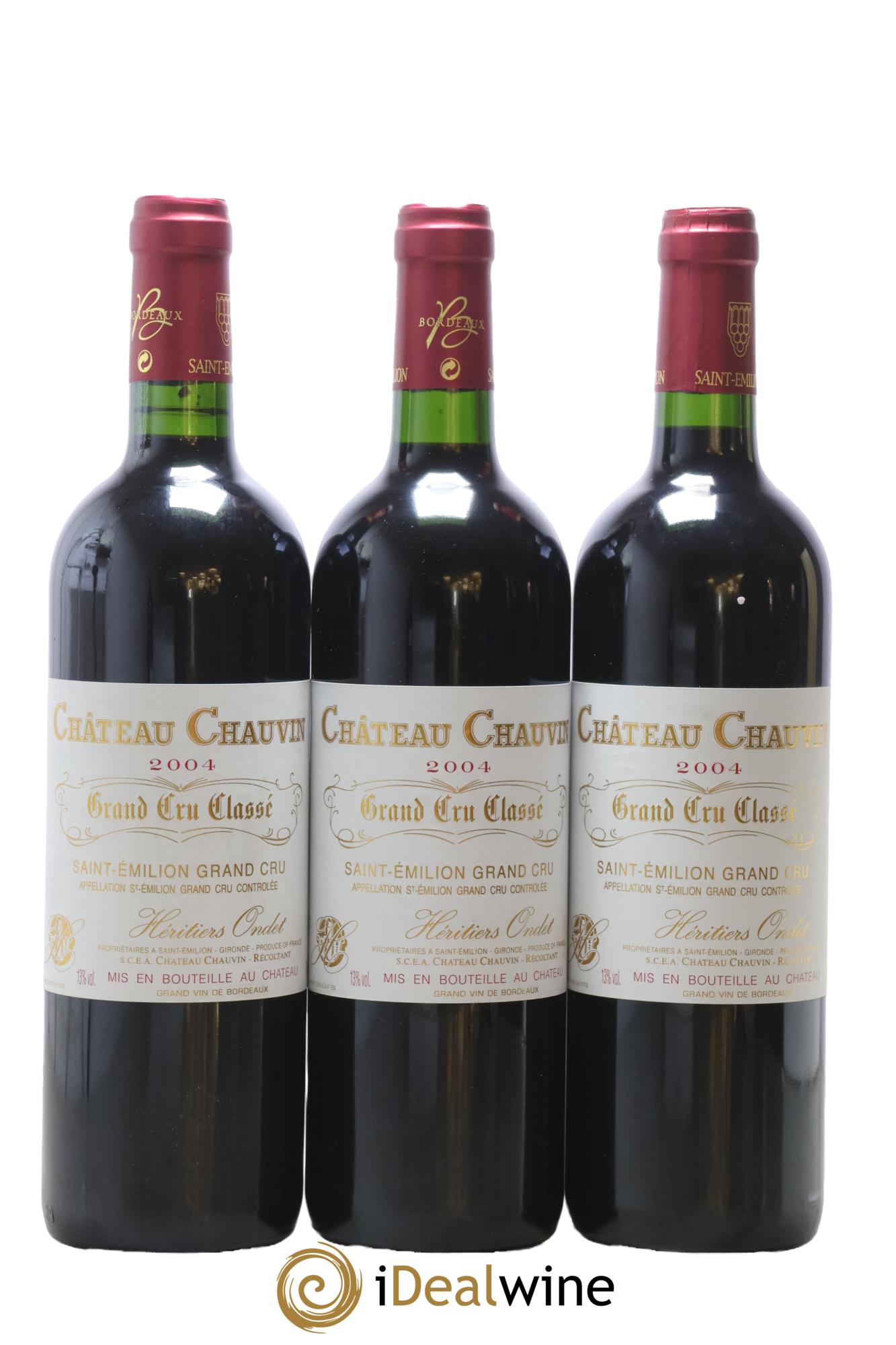 Château Chauvin Grand Cru Classé 2004 - Lot de 3 bouteilles - 0