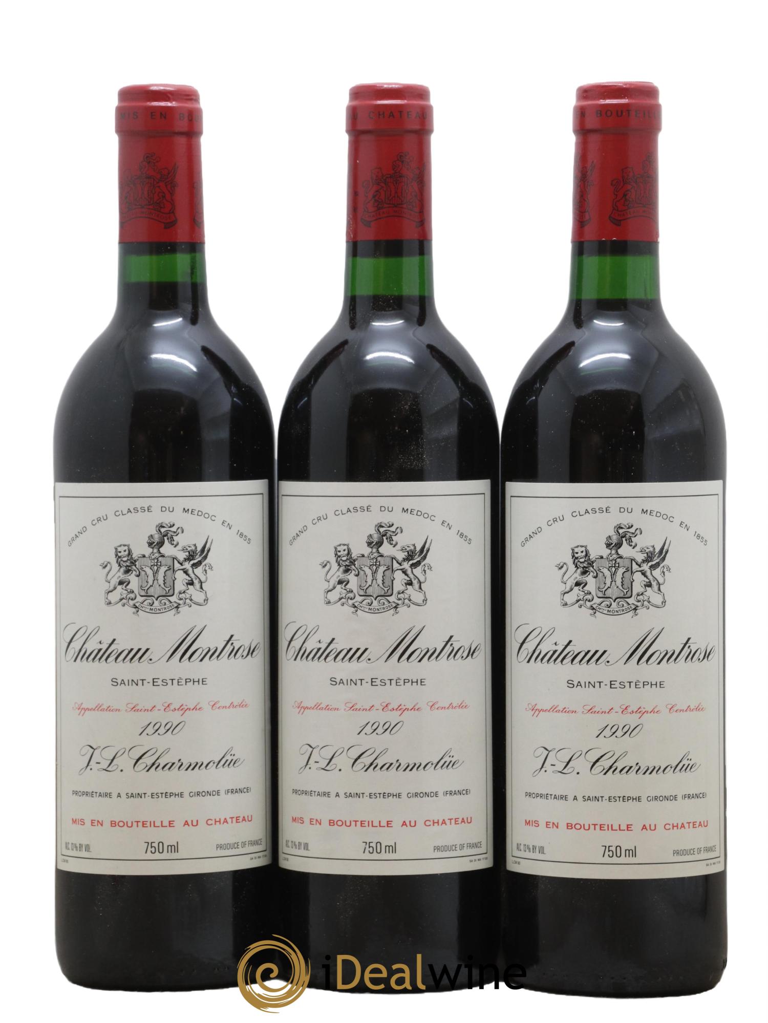 Château Montrose 2ème Grand Cru Classé 1990 - Lot de 3 bouteilles - 0