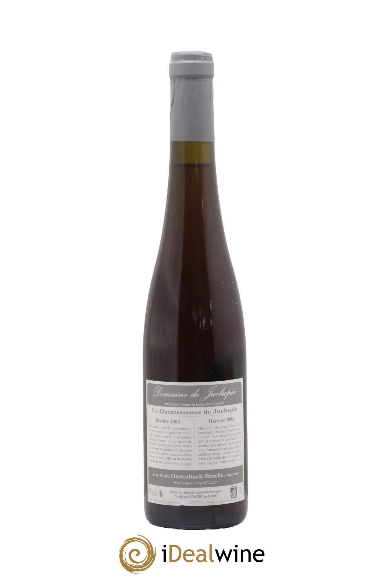 Coteaux du Layon Faye Domaine de Juchepie Quintessence 2003 - Lot de 1 format 50cl - 1