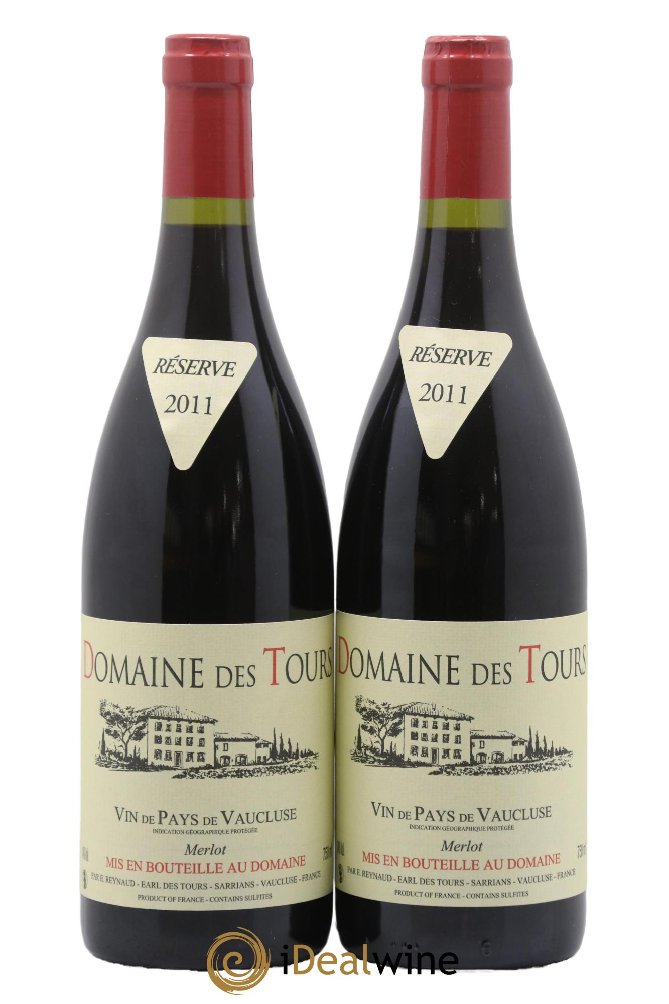 Vaucluse Domaine des Tours Merlot Emmanuel Reynaud 2011 - Lot de 2 bouteilles - 0