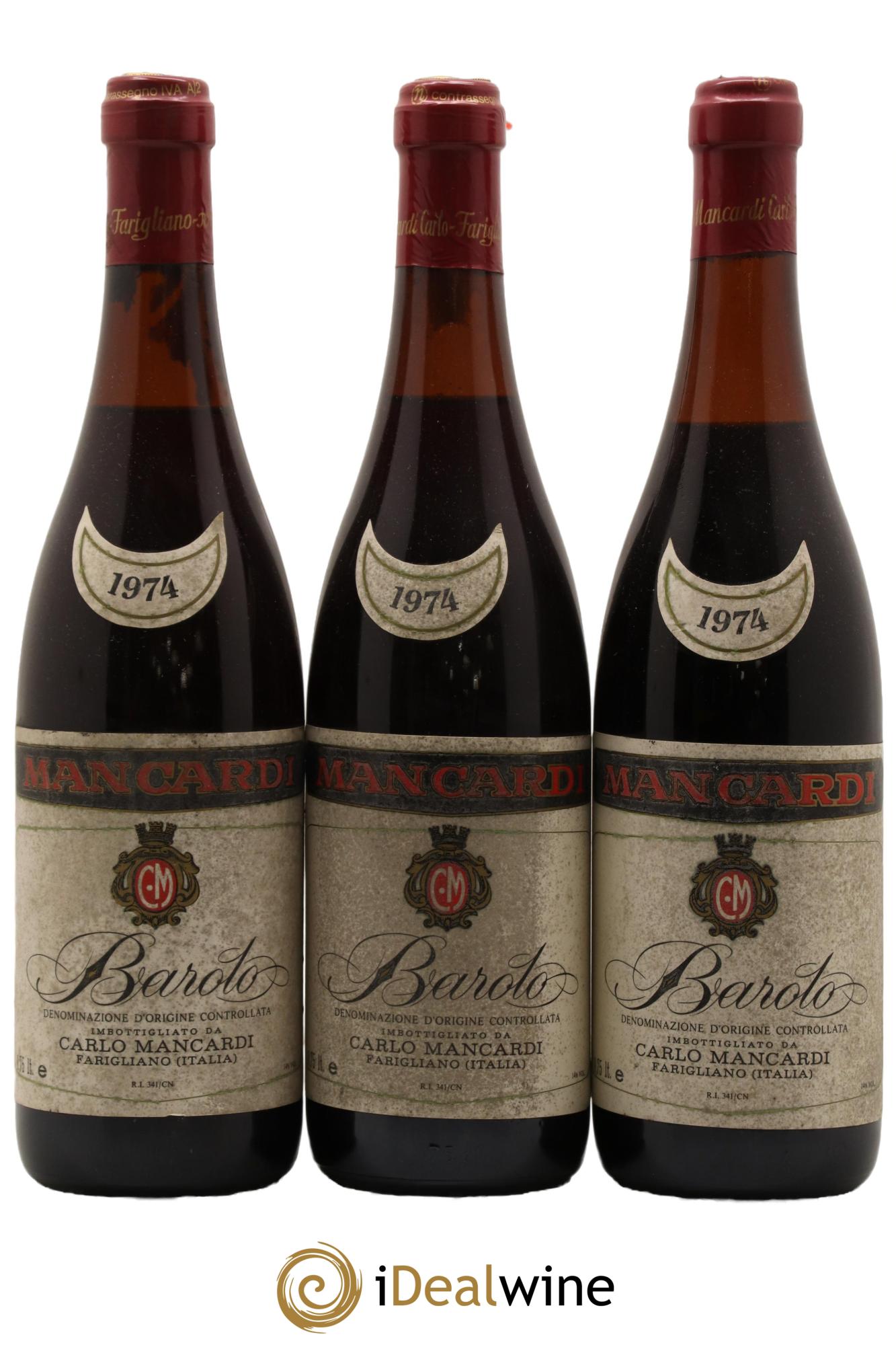 Barolo Carlo Mancardi 1974 - Lot de 3 bouteilles - 0