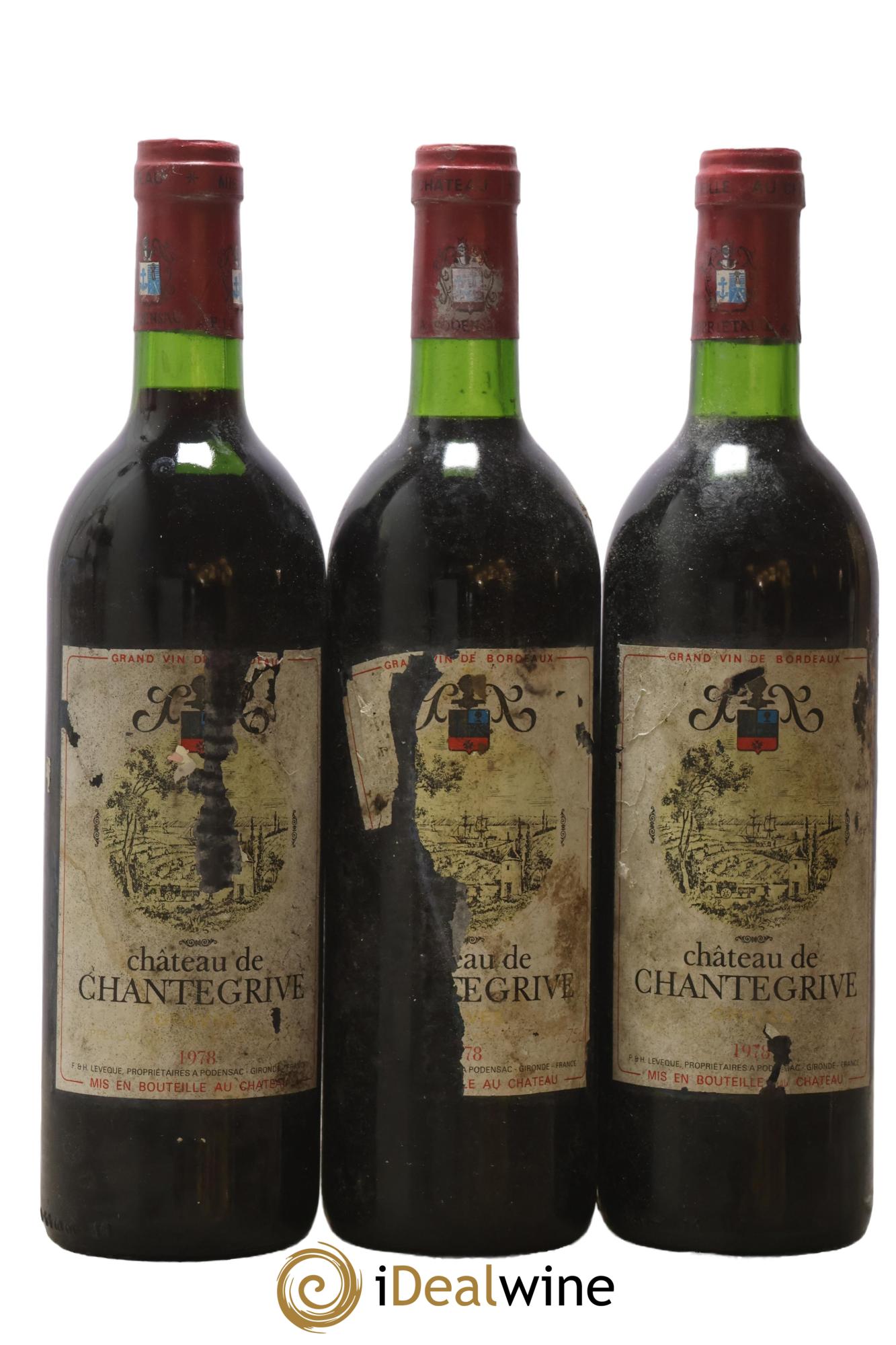Château de Chantegrive 1978 - Lot de 3 bouteilles - 0