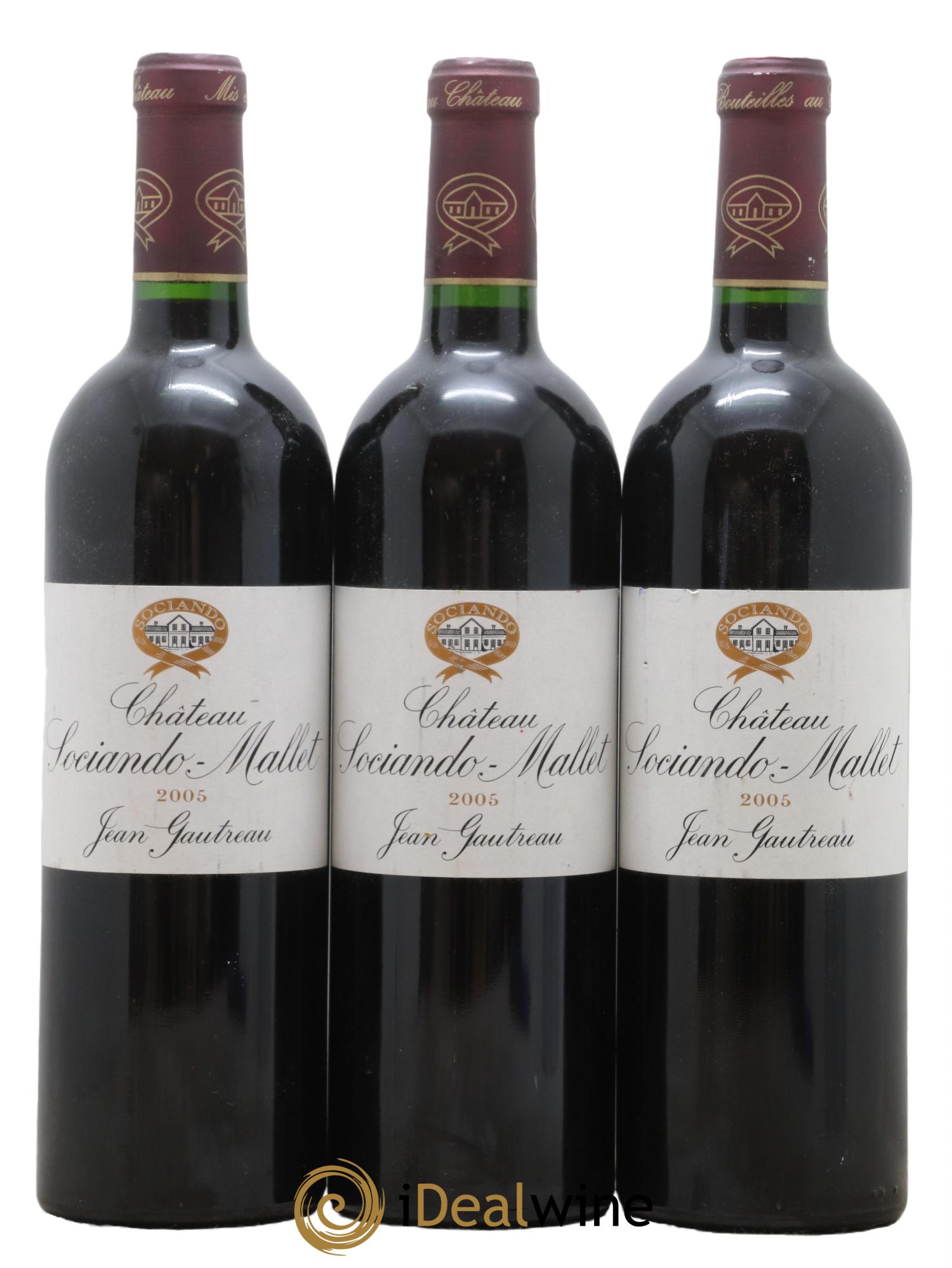 Château Sociando Mallet 2005 - Lot de 3 bouteilles - 0