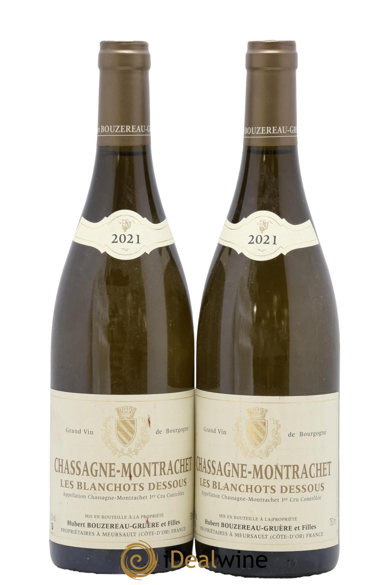 Chassagne-Montrachet 1er Cru Les Blanchots Dessous Hubert Bouzereau Gruere et Filles 2021 - Lot of 2 bottles - 0