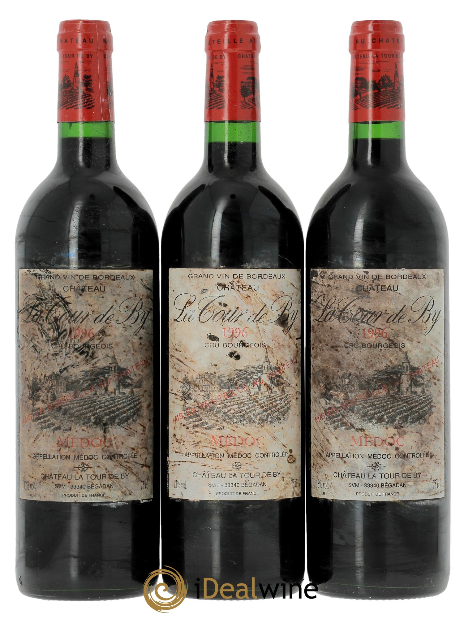 Château La Tour de By Cru Bourgeois 1996 - Lot de 3 bouteilles - 0
