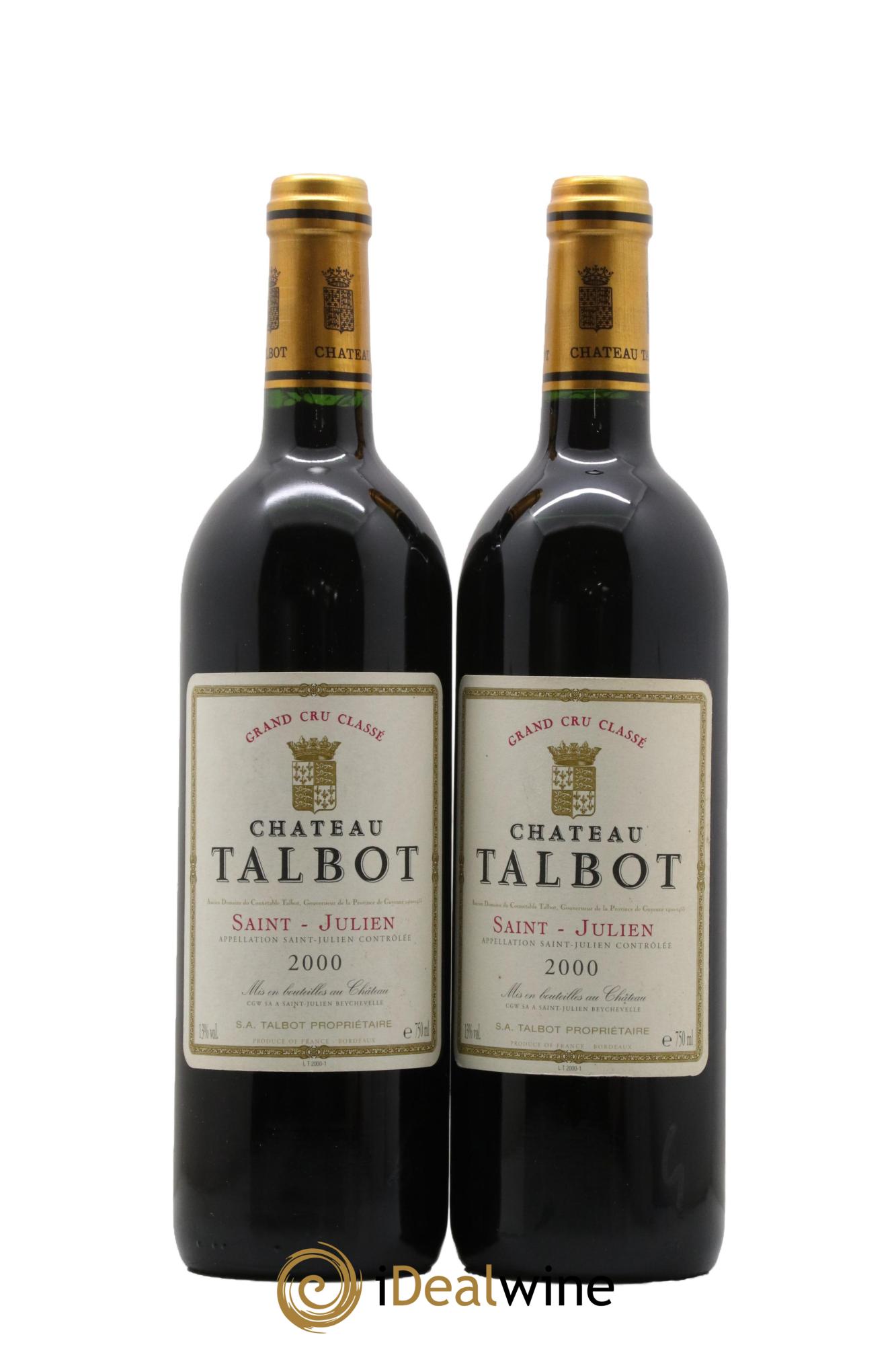 Château Talbot 4ème Grand Cru Classé 2000 - Lot de 2 bouteilles - 0