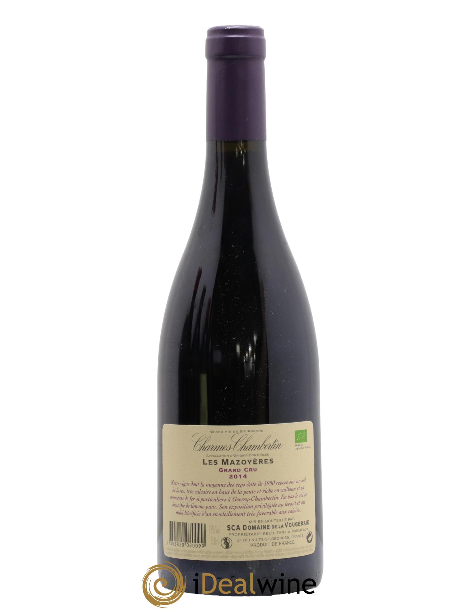 Charmes-Chambertin Grand Cru Les Mazoyères La Vougeraie  2014 - Lotto di 1 bottiglia - 1