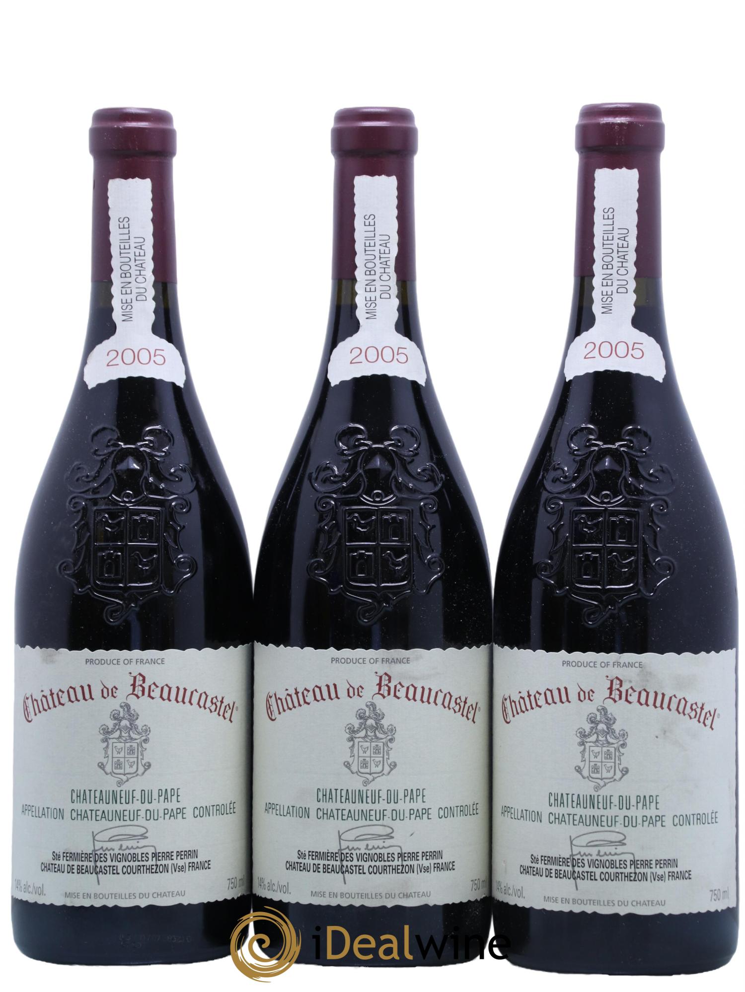 Châteauneuf-du-Pape Château de Beaucastel Famille Perrin 2005 - Lot de 3 bouteilles - 0
