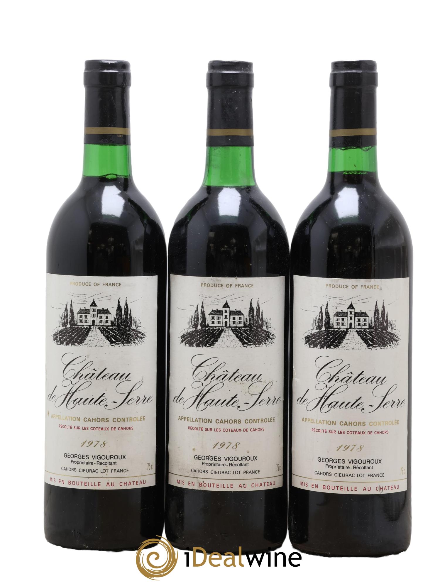 Cahors Château de Haute-Serre 1978 - Posten von 3 Flaschen - 0