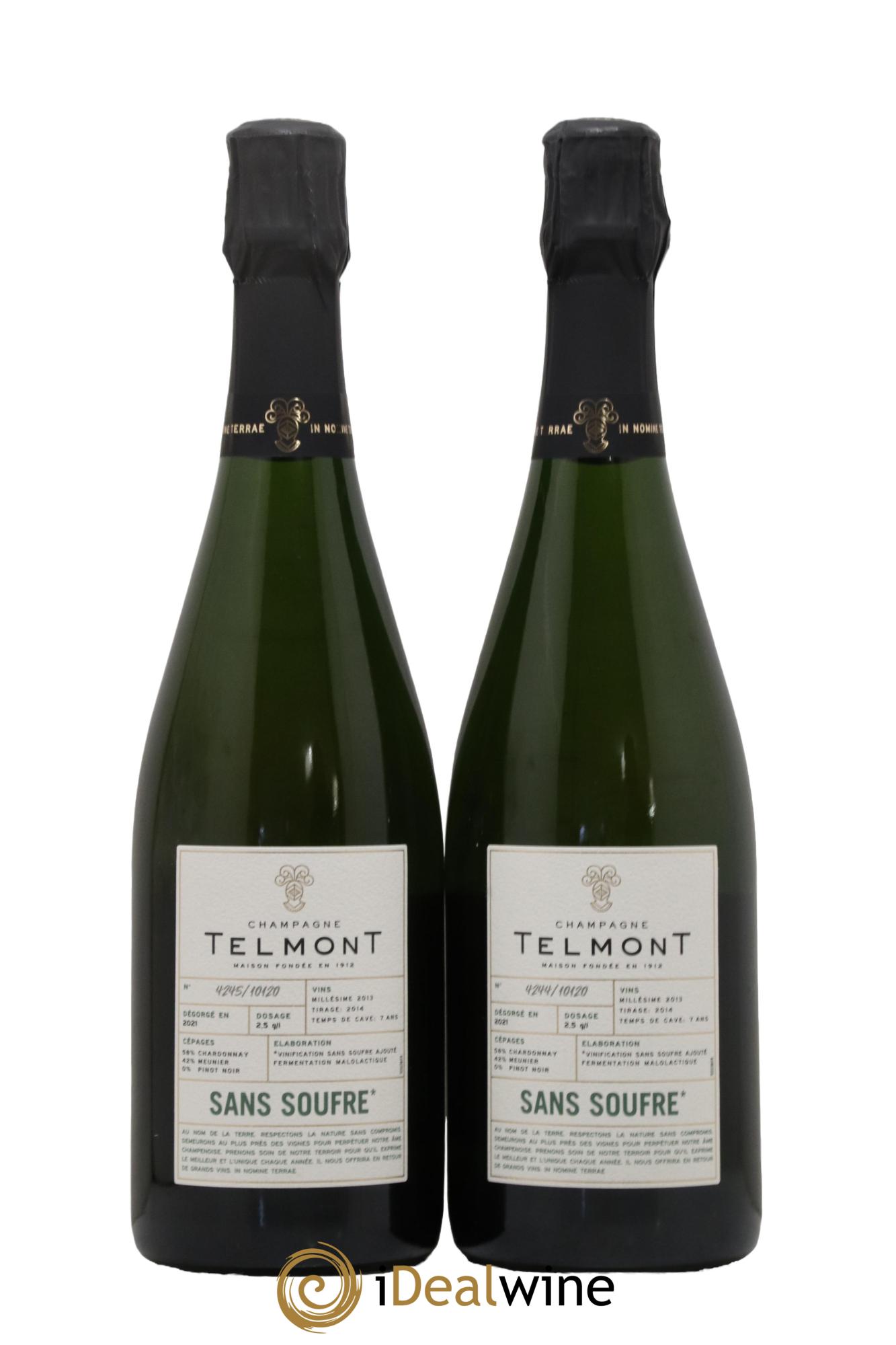 Champagne Sans Souffre Extra Brut Telmont 2013 - Lot de 2 bouteilles - 0