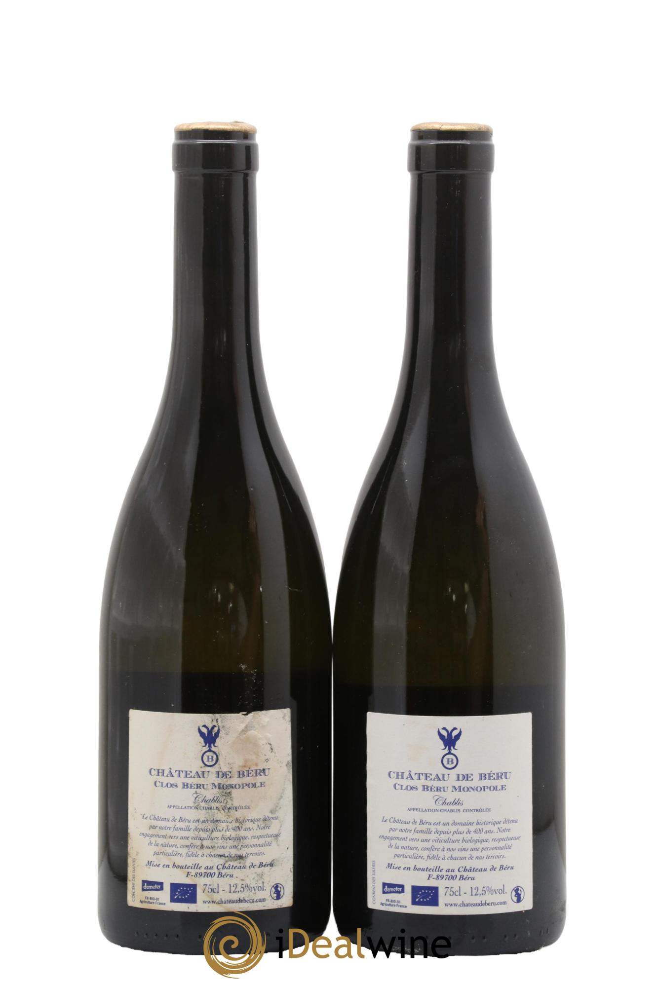 Chablis Clos Béru Monopole Château de Béru 2015 - Lot de 2 bouteilles - 1