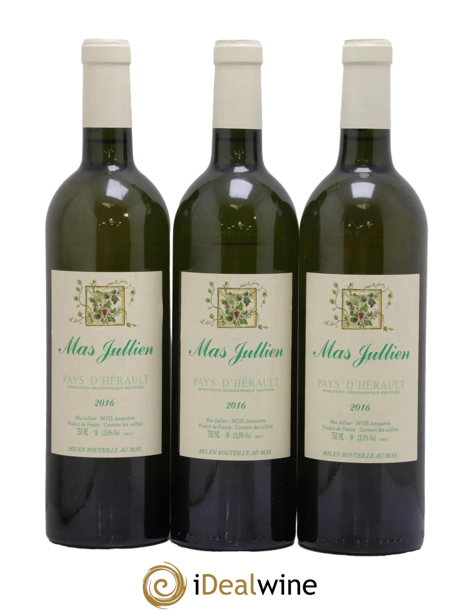 IGP Pays d'Hérault (Vin de Pays de l'Hérault) Mas Julien 2016 - Lot de 3 bouteilles - 0