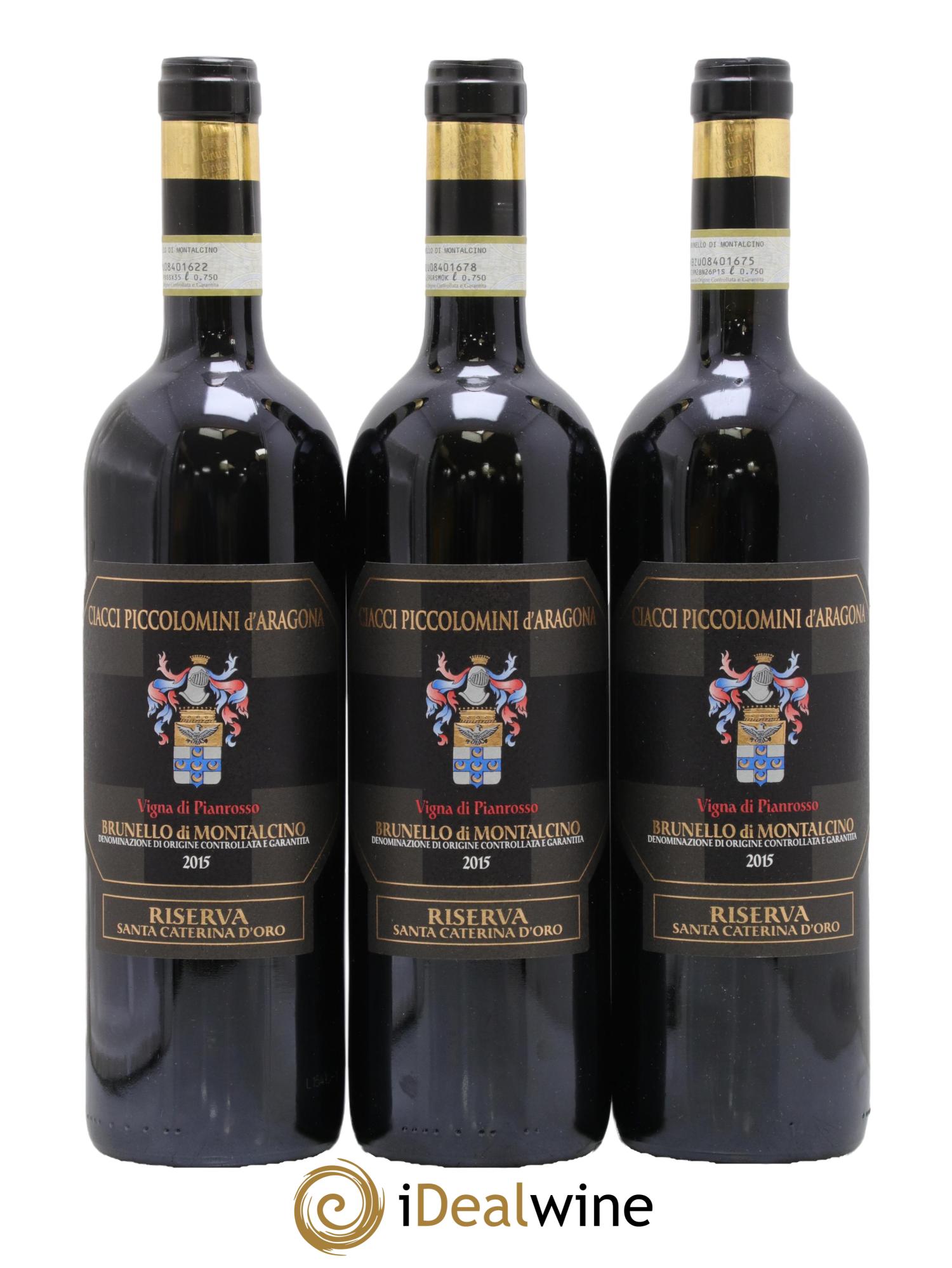 Brunello di Montalcino DOCG Ciacci Piccolomini D'Aragona Vigna di Pianrosso Riserva Santa Caterina d'Oro 2015 - Lot of 3 bottles - 0
