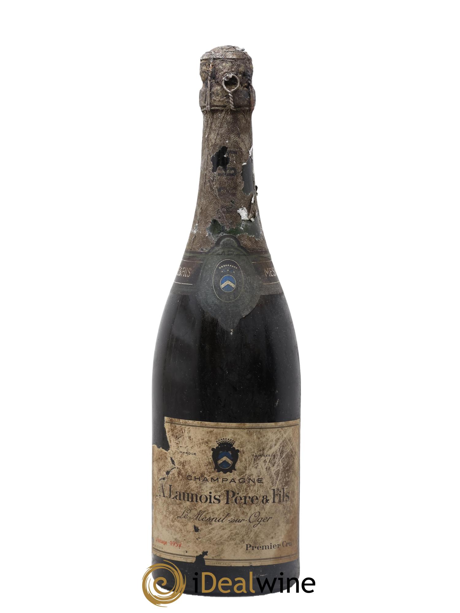 Champagne 1er cru A Launois Père et Fils 1952 - Lot de 1 bouteille - 0
