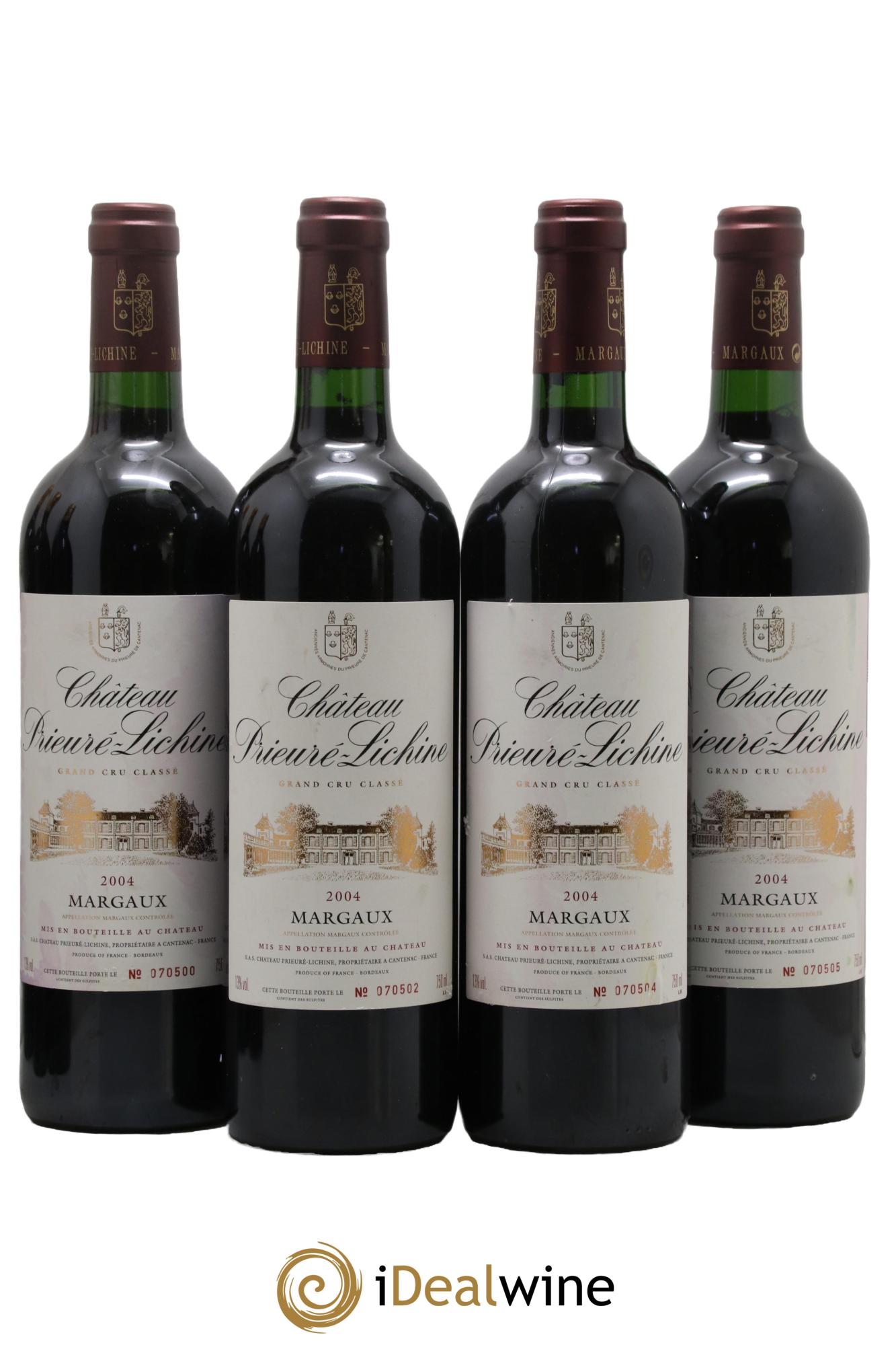 Château Prieuré Lichine 4ème Grand Cru Classé 2004 - Lot de 4 bouteilles - 0