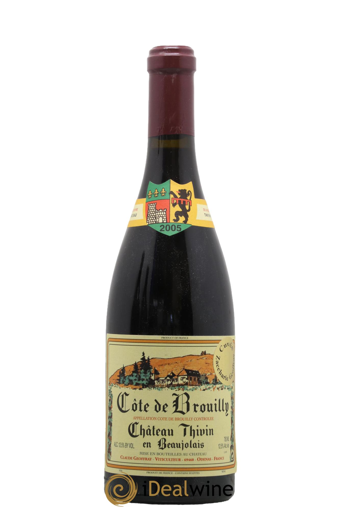 Côte de Brouilly Cuvée Zaccharie Château Thivin 2005 - Lot de 1 bouteille - 0