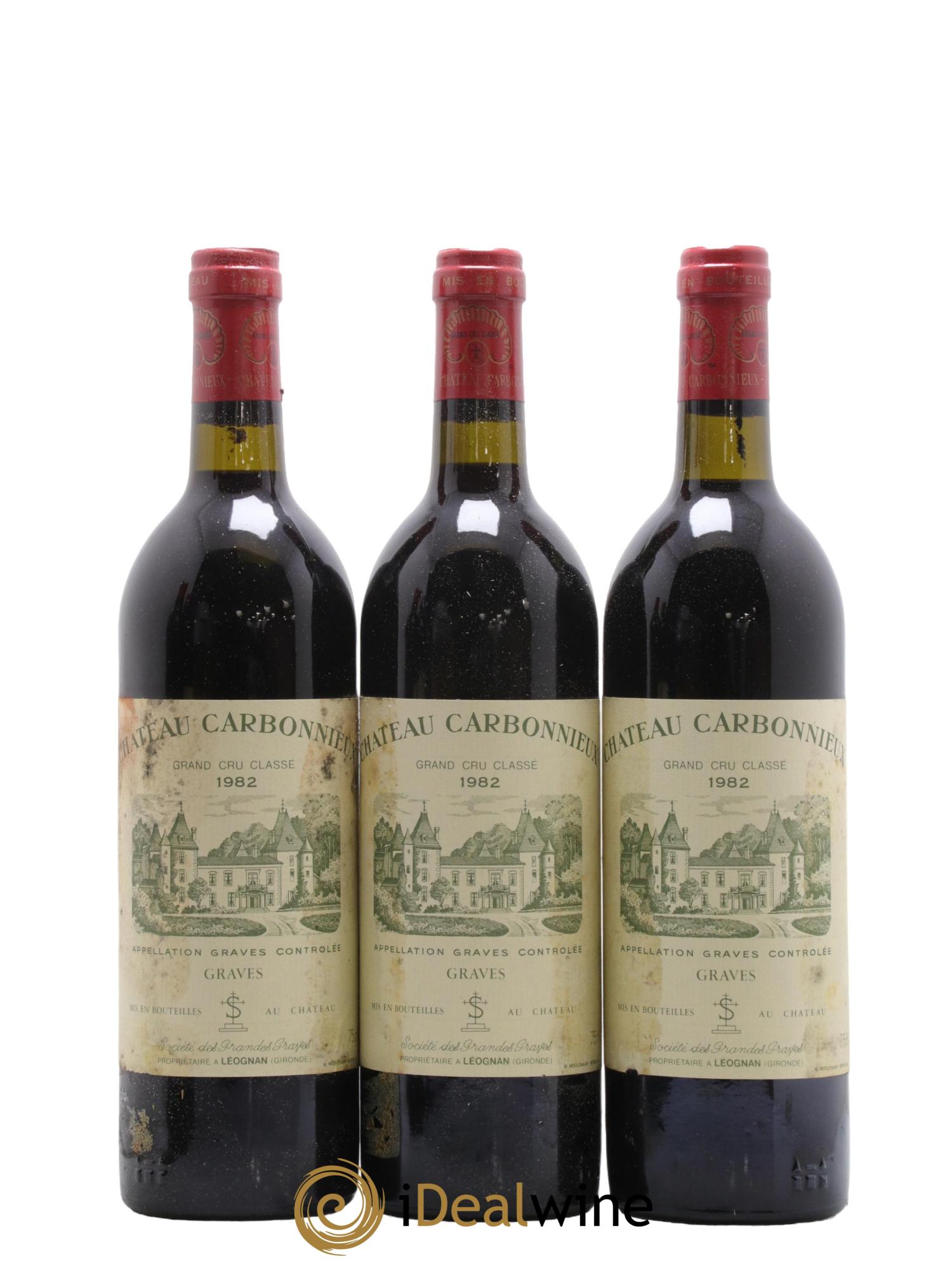 Château Carbonnieux Cru Classé de Graves 1982 - Lot de 3 bouteilles - 0