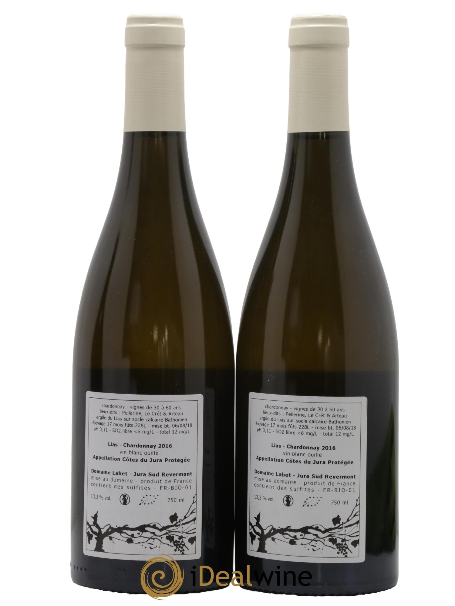 Côtes du Jura Chardonnay Lias Romain - Julien - Charline Labet 2016 - Lot de 2 bouteilles - 1