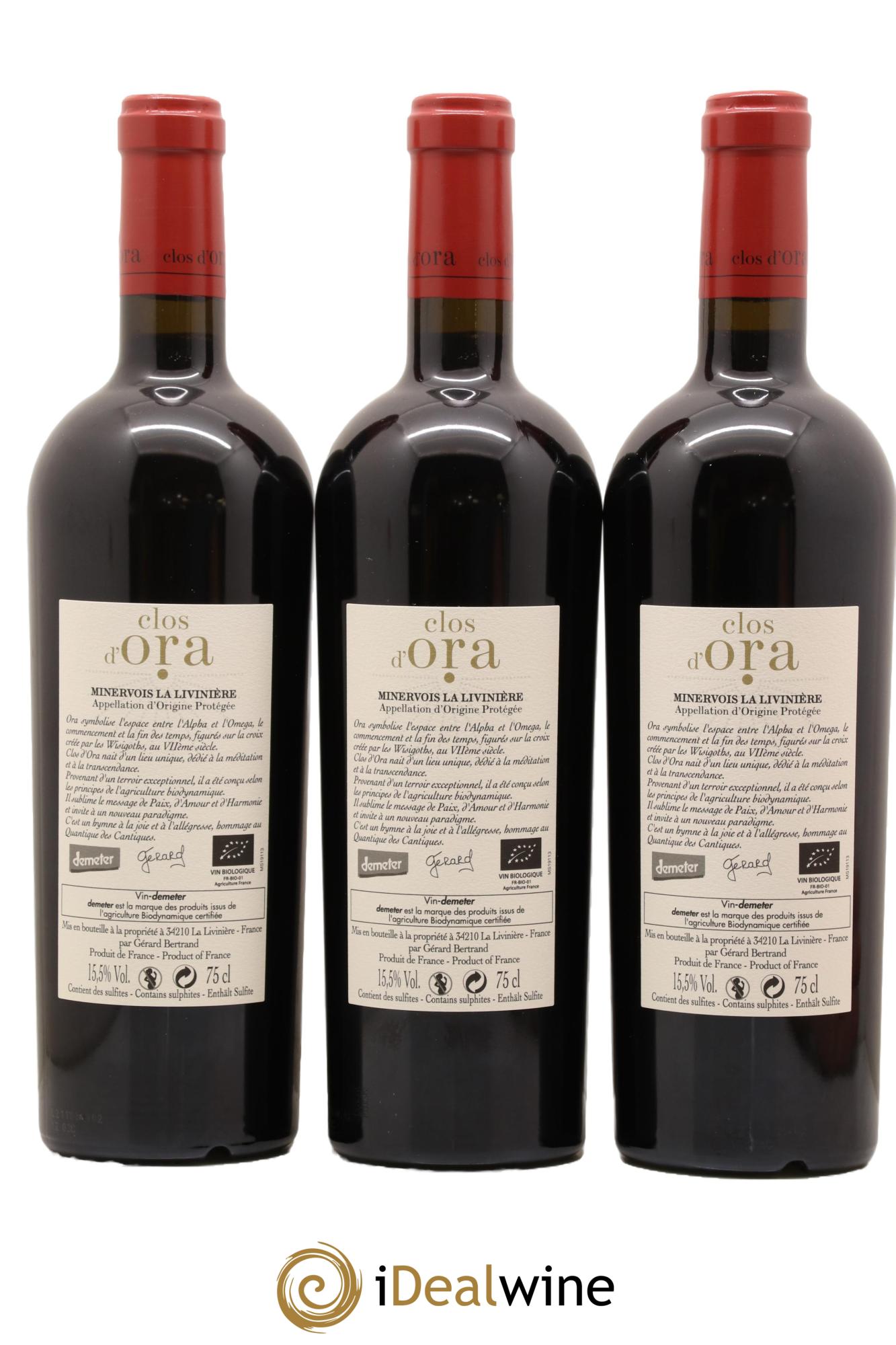 Minervois La Livinière Clos d'Ora Gérard Bertrand  2019 - Lot of 3 bottles - 1