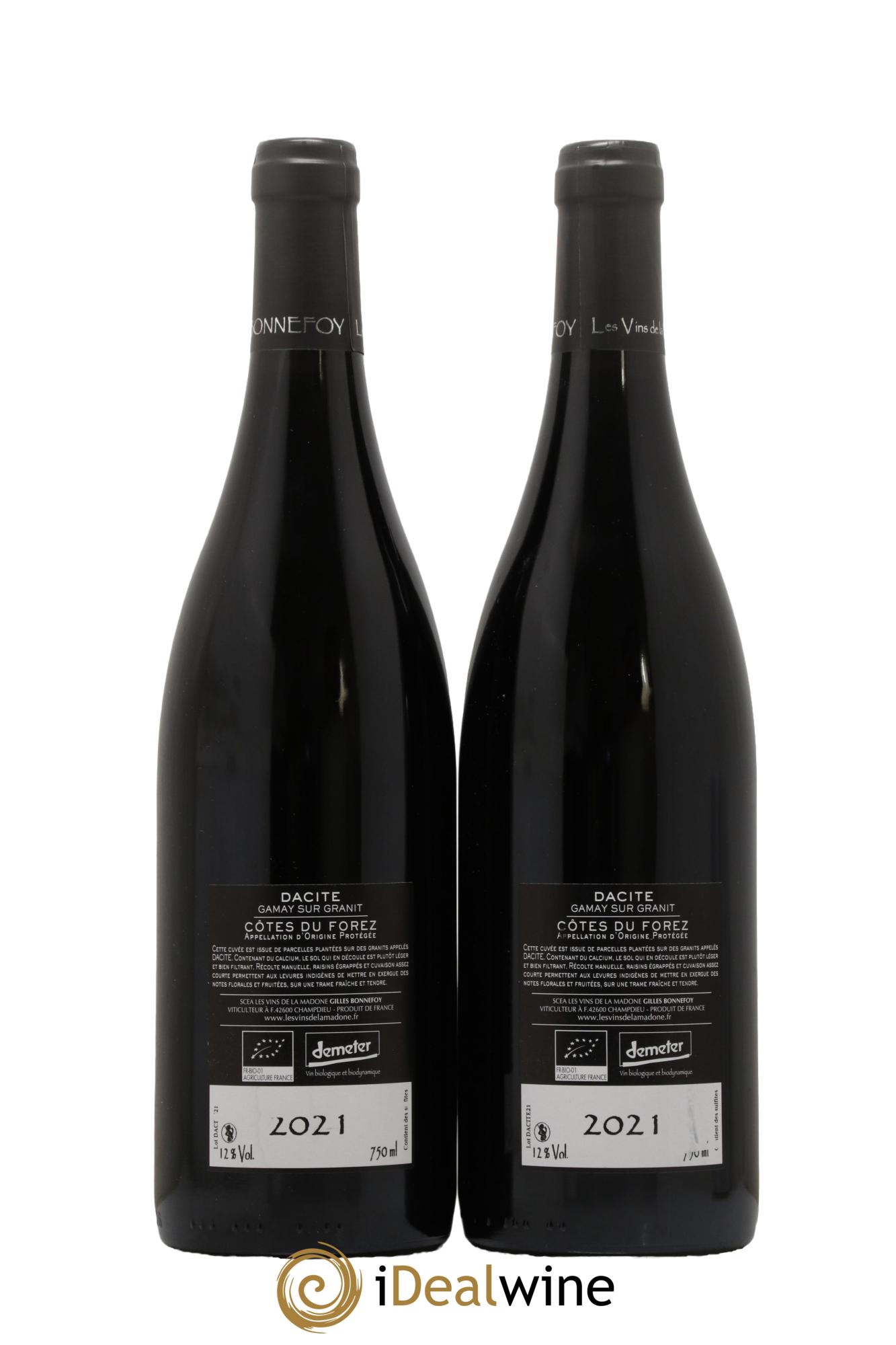 Divers Côtes du Forez  Dacite Gilles Bonnefoy Les Vins de la Madone 2021 - Lot de 2 bouteilles - 1