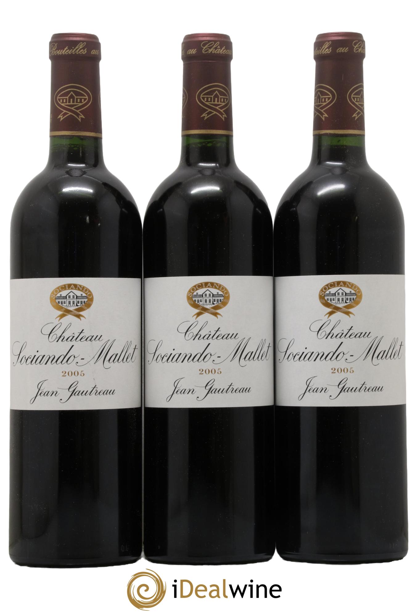 Château Sociando Mallet 2005 - Lot de 3 bouteilles - 0