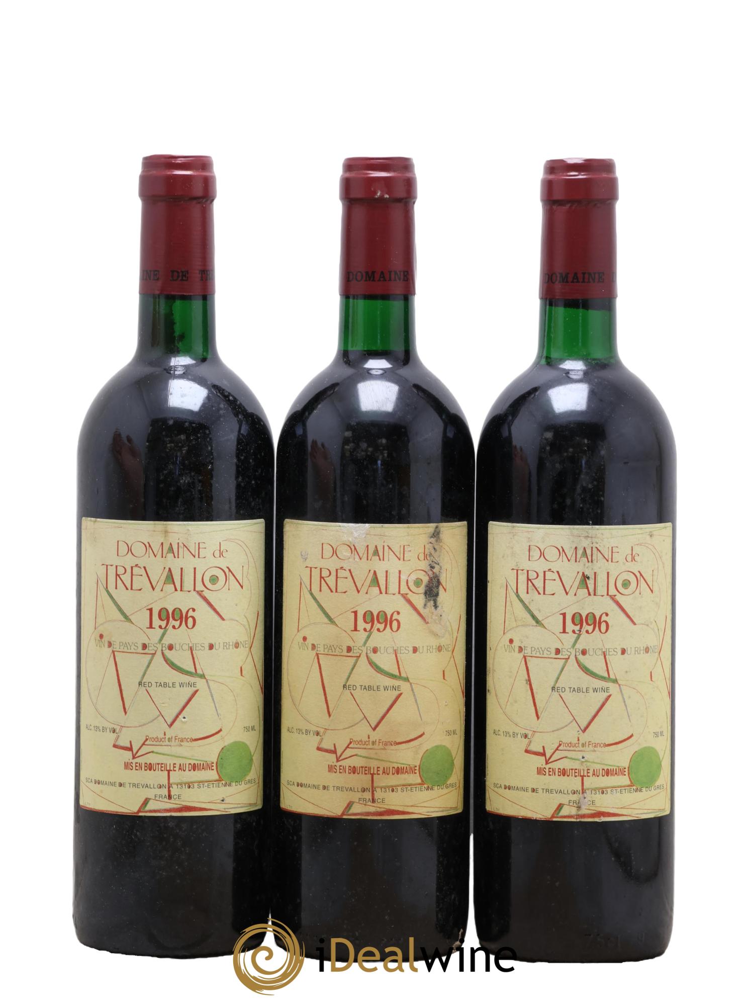 VDP Bouches du Rhône Trévallon (Domaine de) Eloi Dürrbach 1996 - Lot de 3 bouteilles - 0