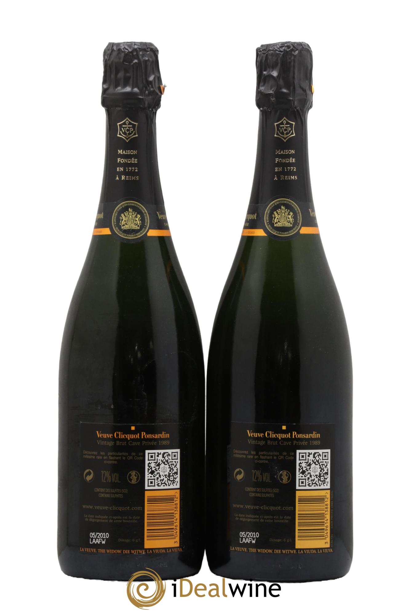 Cave privée Brut Veuve Clicquot 1989 - Lot of 2 bottles - 1