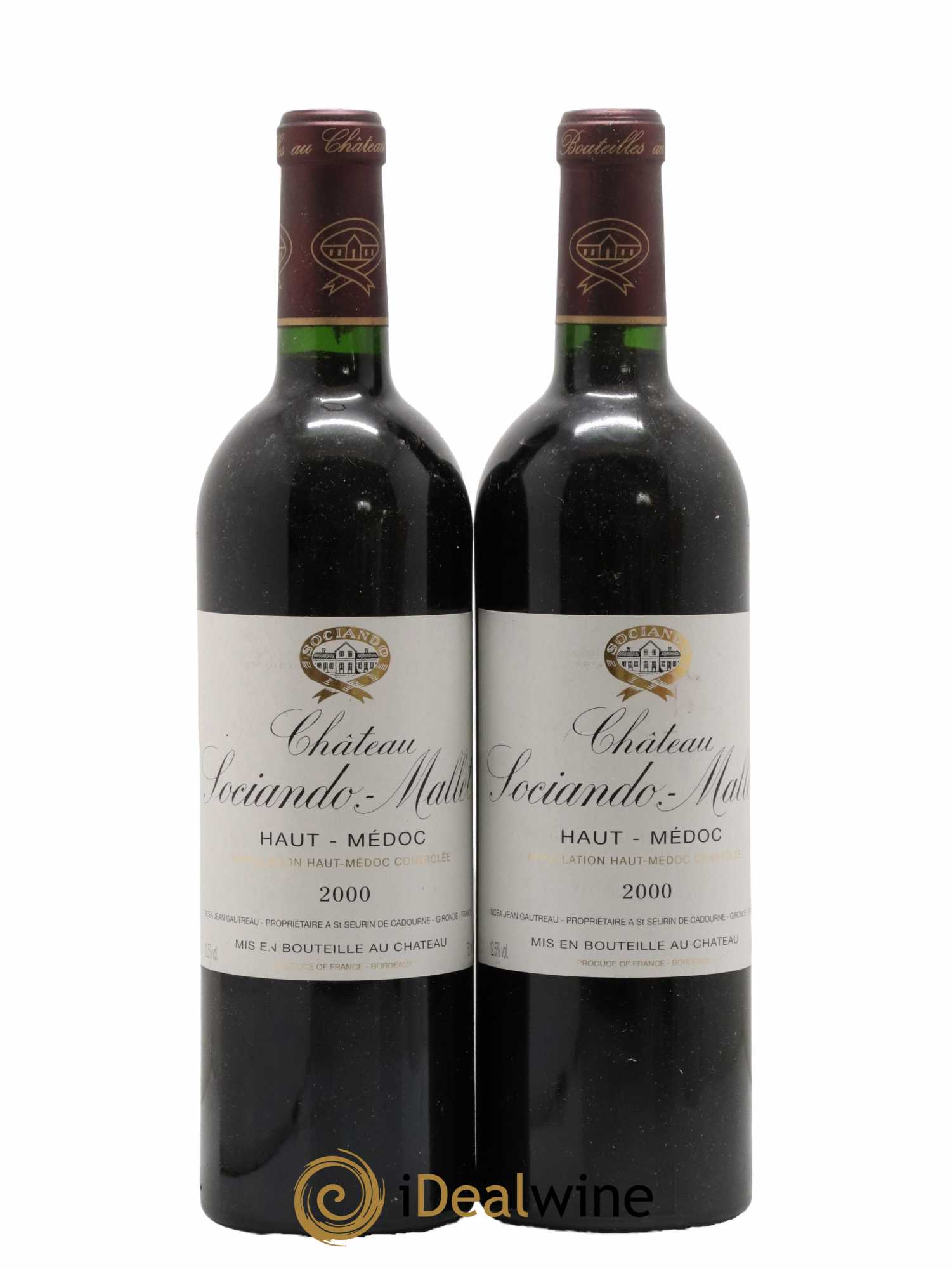 Château Sociando Mallet 2000 - Lotto di 2 bottiglie - 0