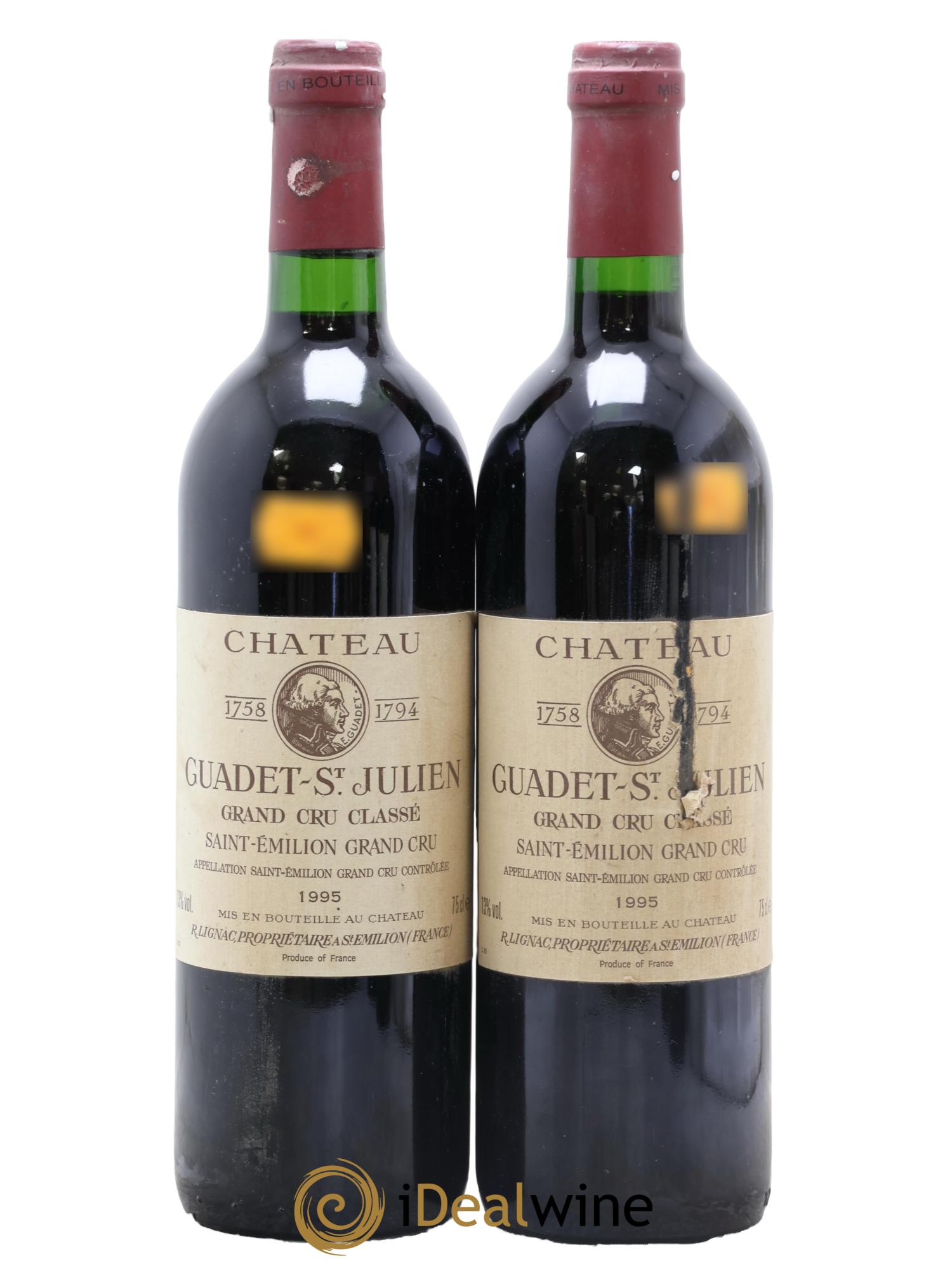 Château Guadet Grand Cru Classé 1995 - Lot de 2 bouteilles - 0