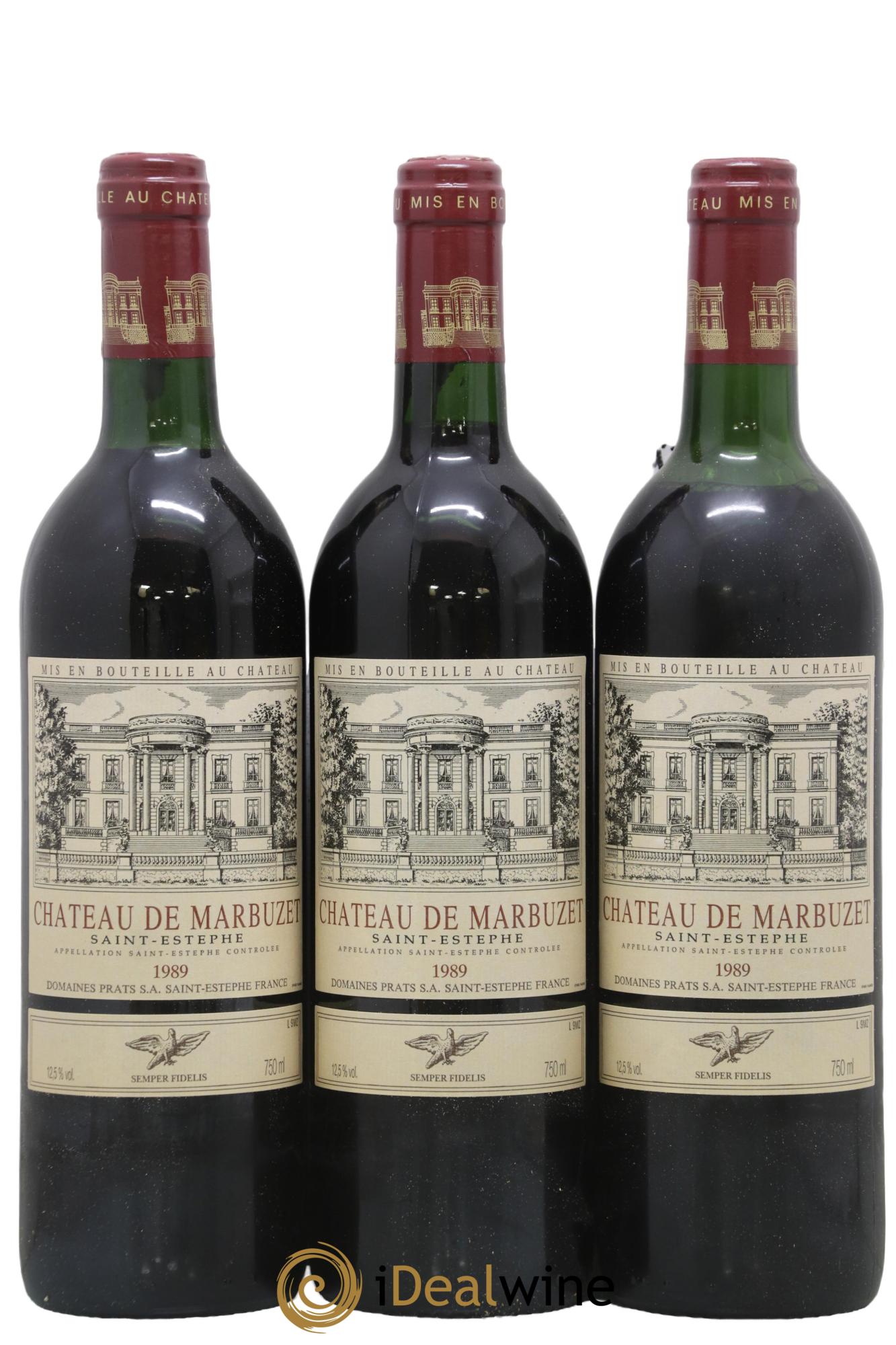 Château de Marbuzet Cru Bourgeois 1989 - Lot de 3 bouteilles - 0