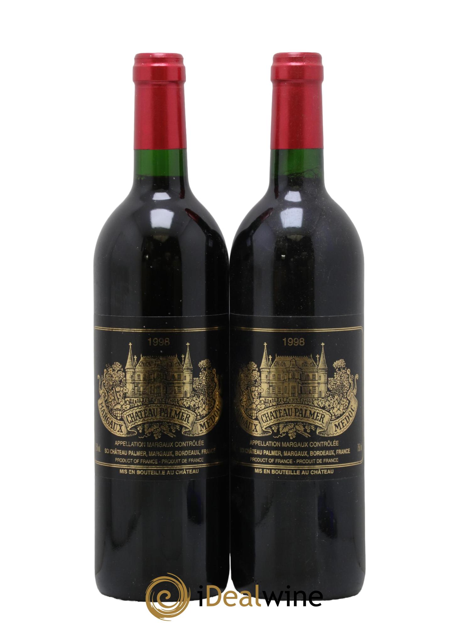 Château Palmer 3ème Grand Cru Classé 1998 - Lotto di 2 bottiglie - 0
