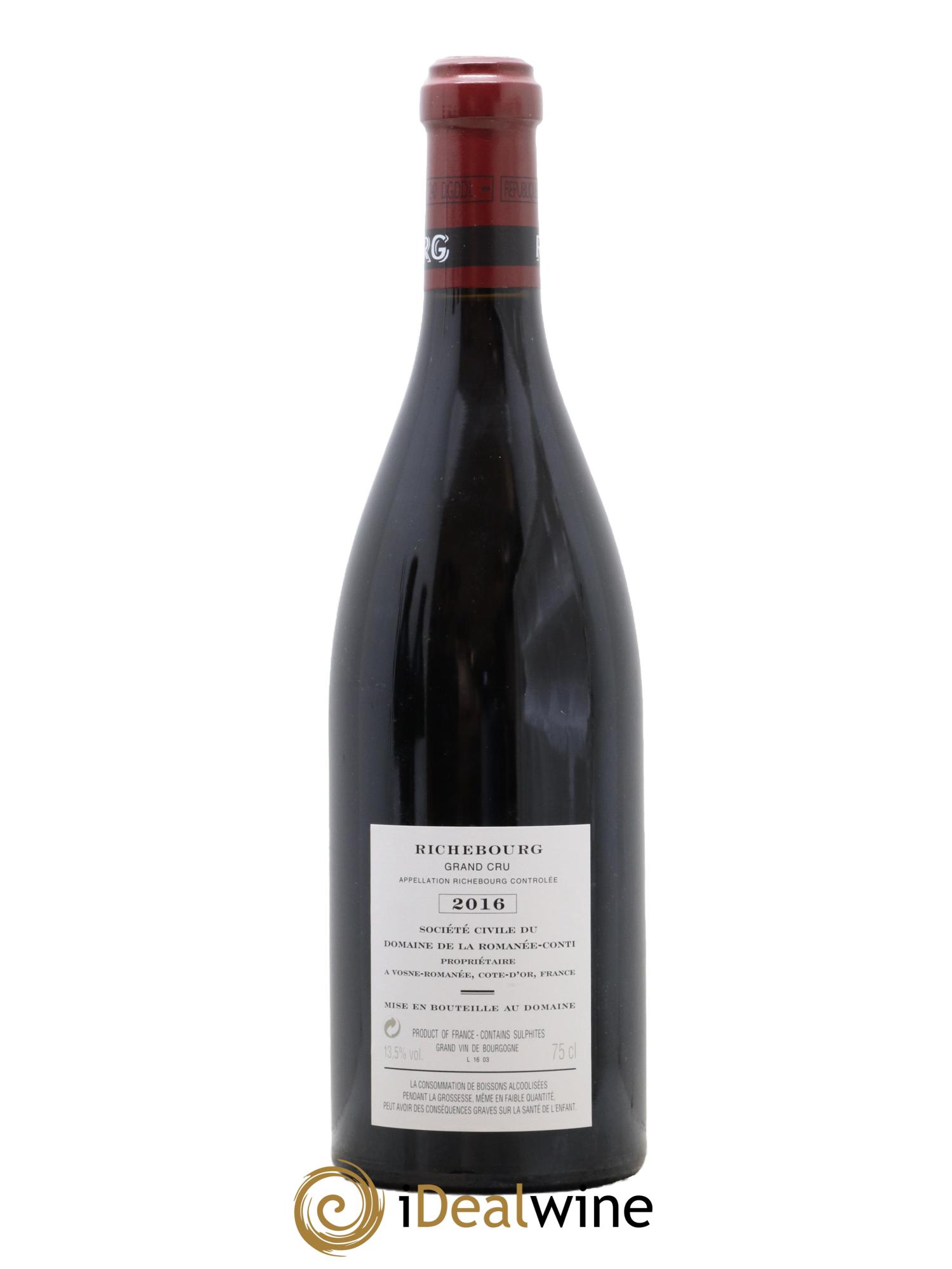 Richebourg Grand Cru Domaine de la Romanée-Conti  2016 - Lotto di 1 bottiglia - 1