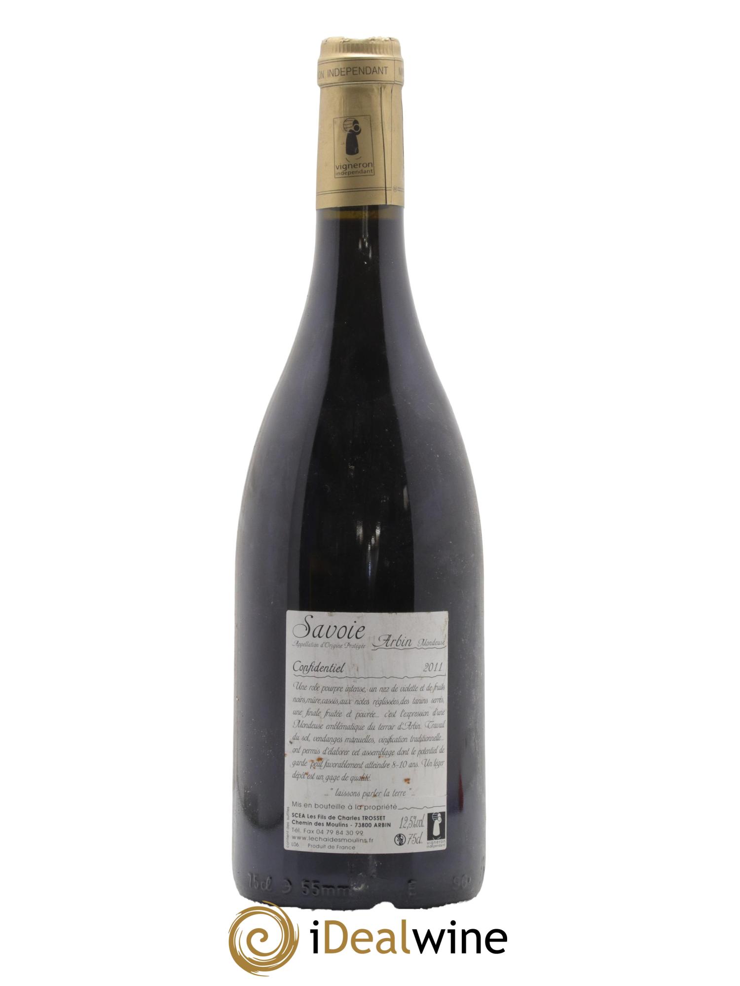 Vin de Savoie Arbin Mondeuse Confidentiel Trosset 2011 - Lotto di 1 bottiglia - 1