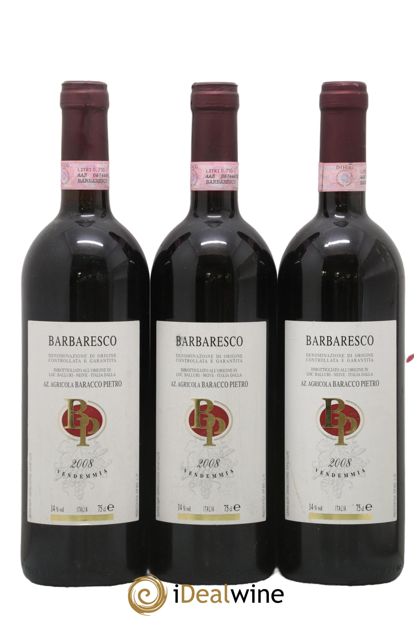 Barbaresco DOCG Baracco Pietro 2008 - Lot de 3 bouteilles - 0