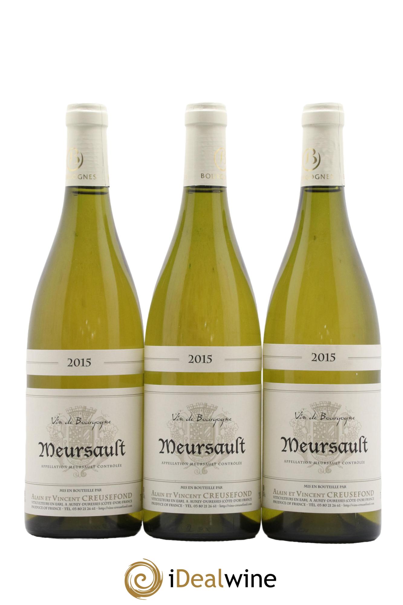 Meursault Alain et Vincent Creusefond 2015 - Lot de 3 bouteilles - 0