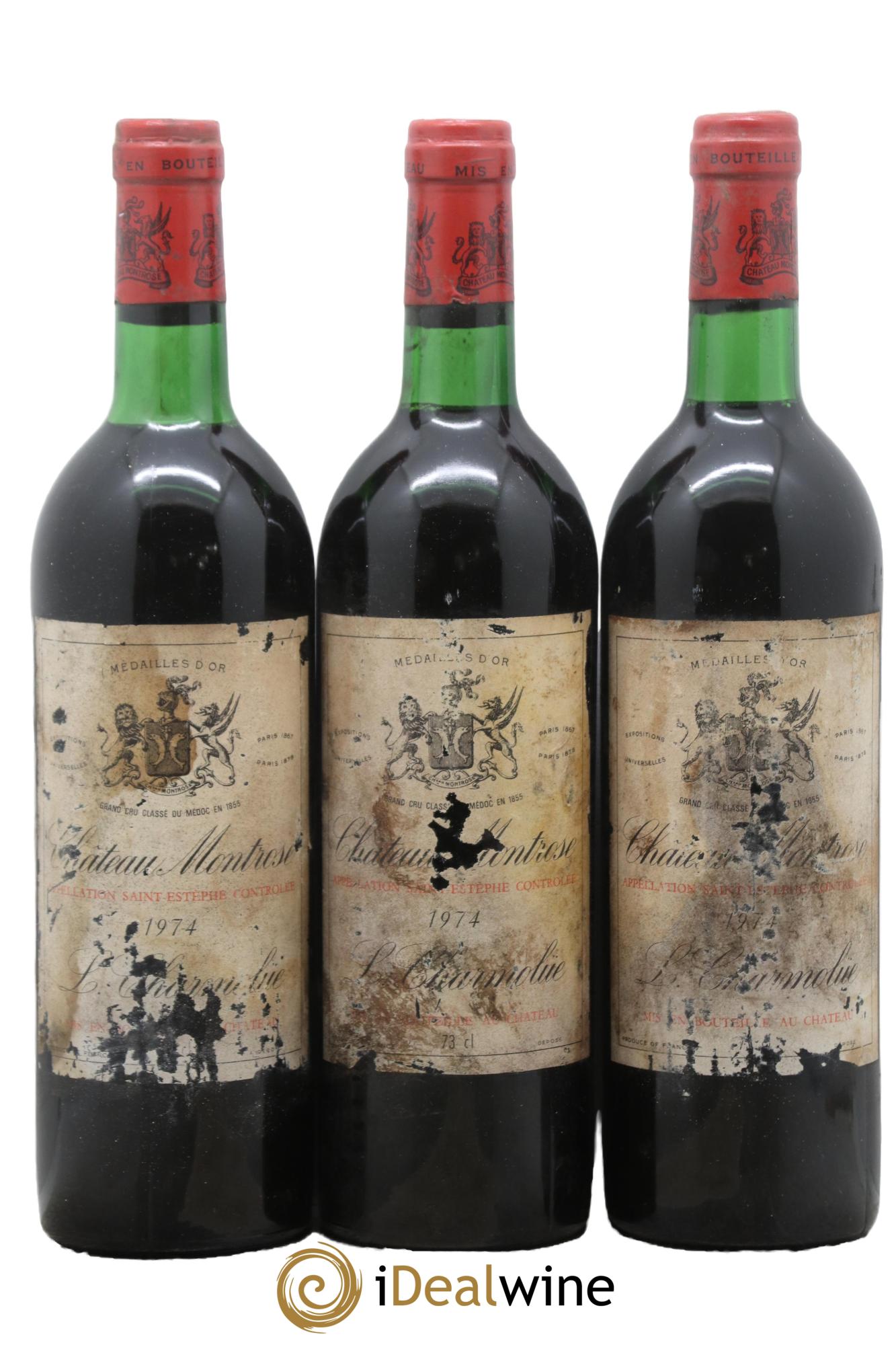 Château Montrose 2ème Grand Cru Classé 1974 - Lot de 3 bouteilles - 0
